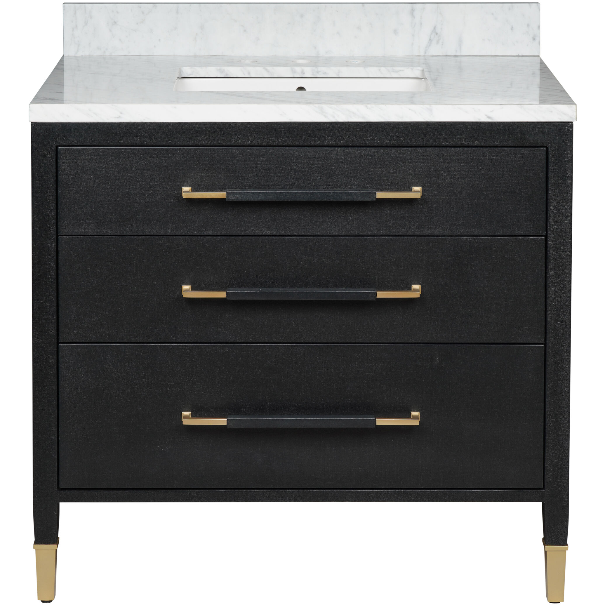 Verona 36 X 34 inch Black Lacquered Linen/Natural/White/Champagne Vanity with Undermount Sink