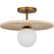 Apricity 1 Light 16 inch Beige/Antique Brass/Frosted White Semi-Flush Mount Ceiling Light