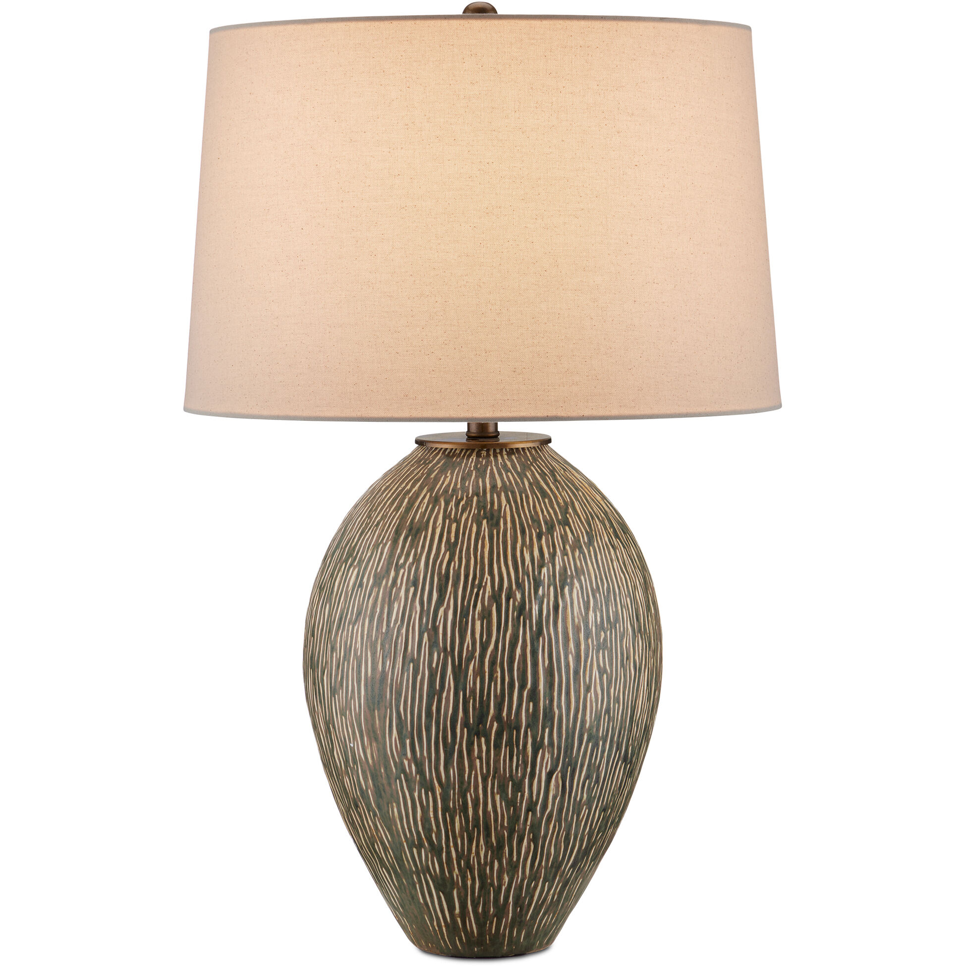 Hildreth 29.75 inch 150 watt Olive Green/Beige/Off-White/Antique Brass Table Lamp Portable Light