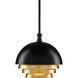 Salviati 1 Light 9.75 inch Black/Gold Leaf Pendant Ceiling Light