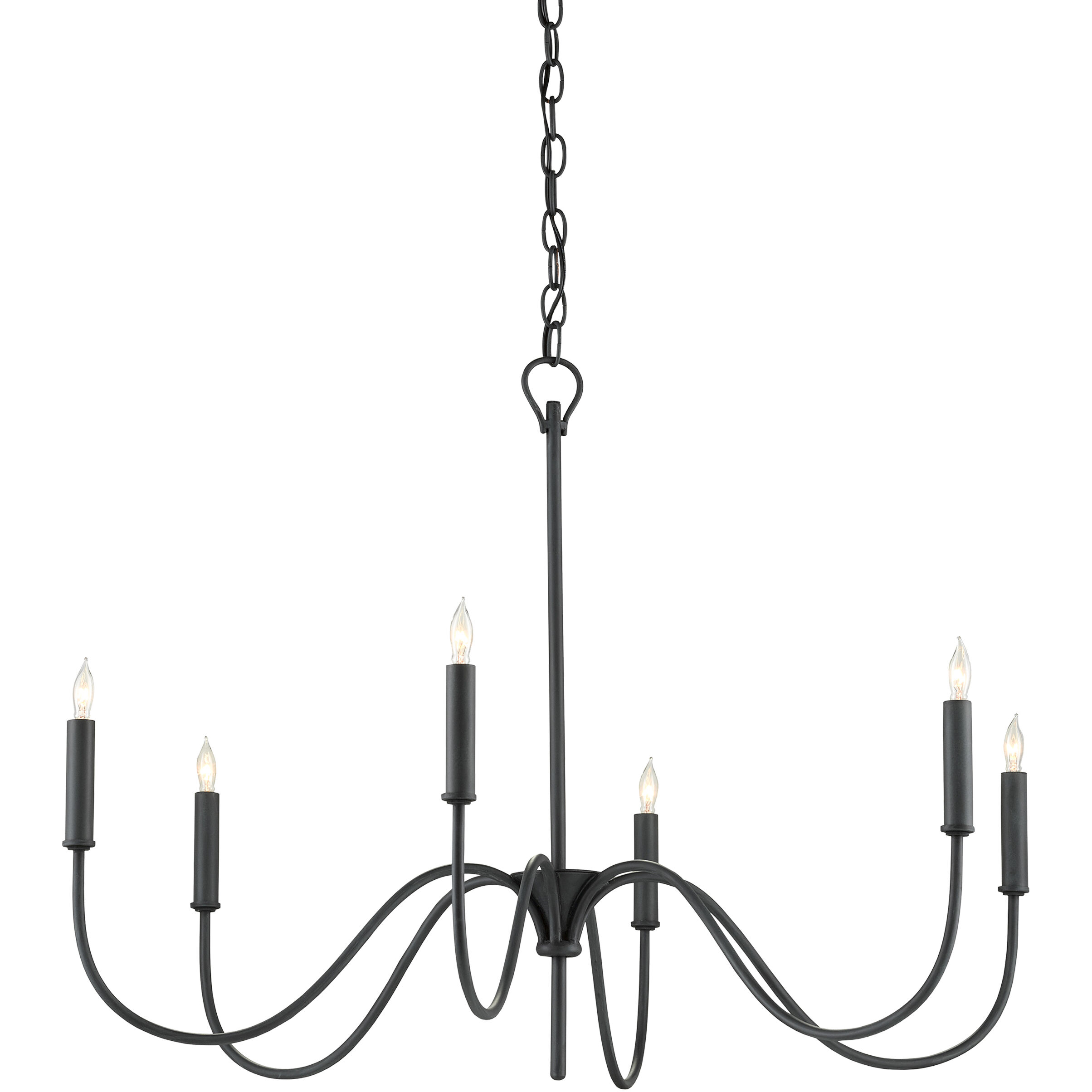 Tirrell 6 Light 34 inch Antique Black Chandelier Ceiling Light, Small