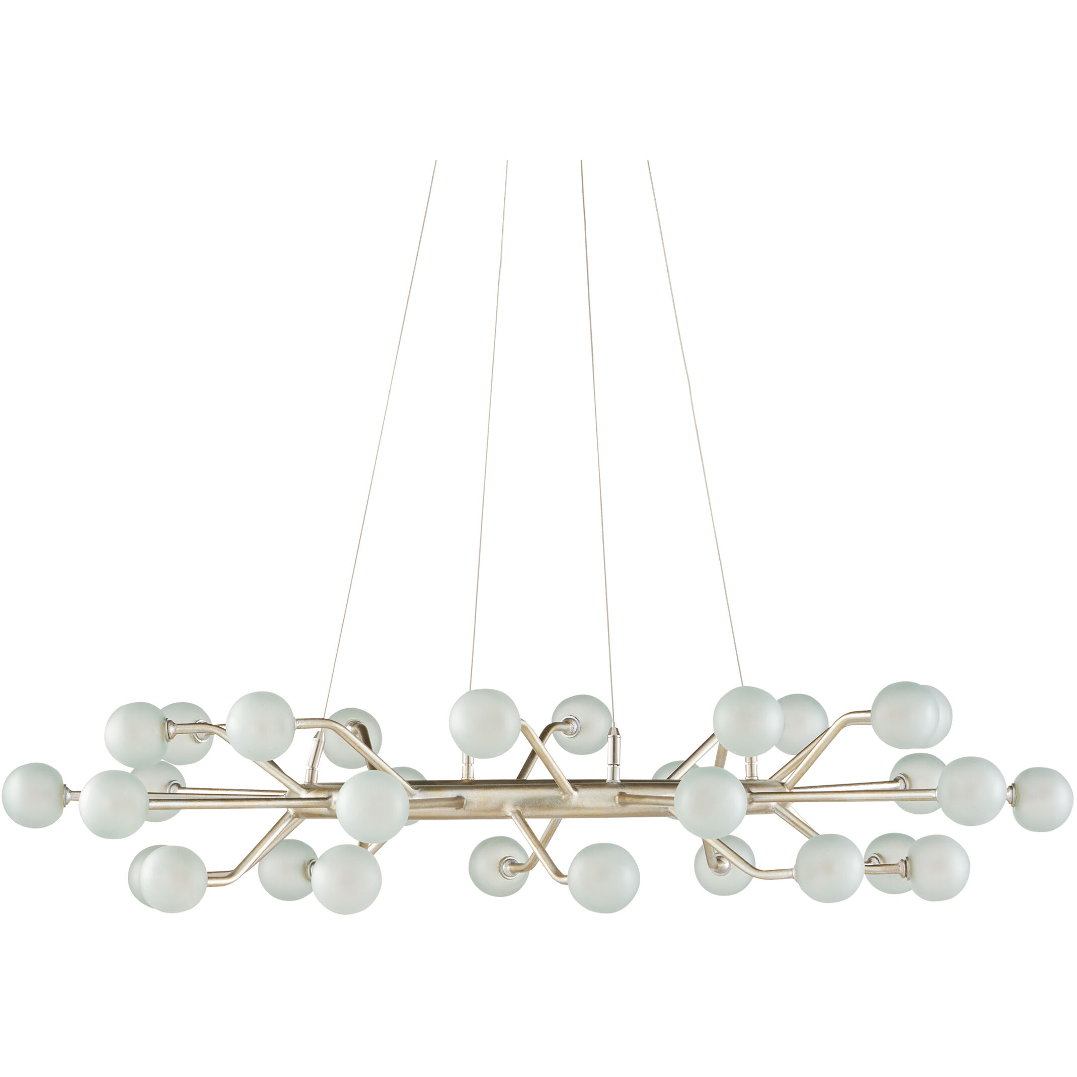 Chaldea 30 Light 39.5 inch Contemporary Silver Leaf and Frosted Chandelier Ceiling Light