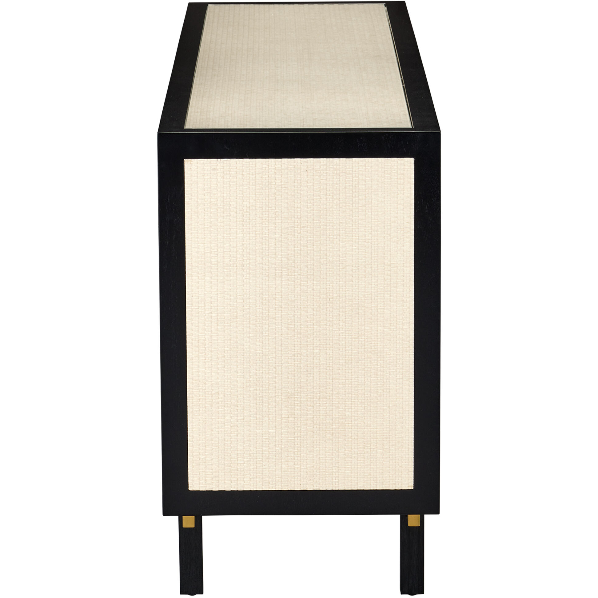 Deanna 72 inch Ivory/Black/Brushed Brass/Clear Console Table