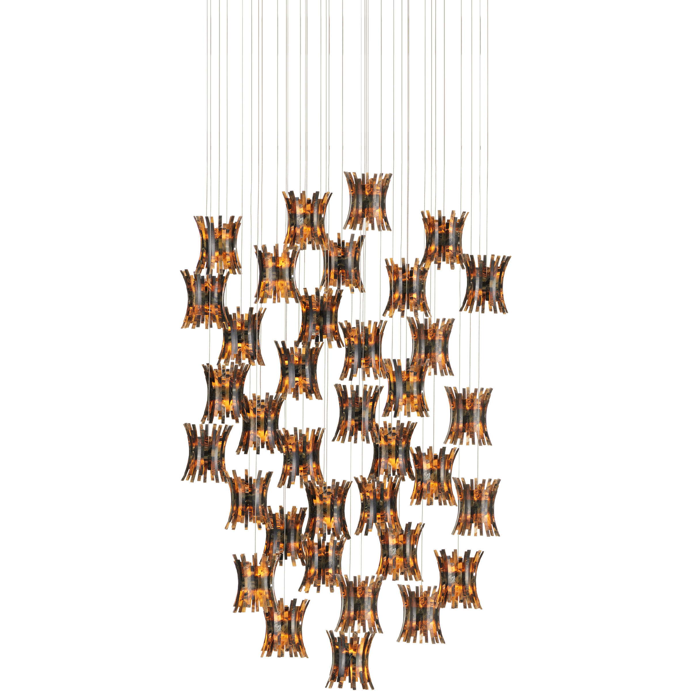 Alsop 36 Light 37 inch Brown and Black with Silver Multi-Drop Pendant Ceiling Light