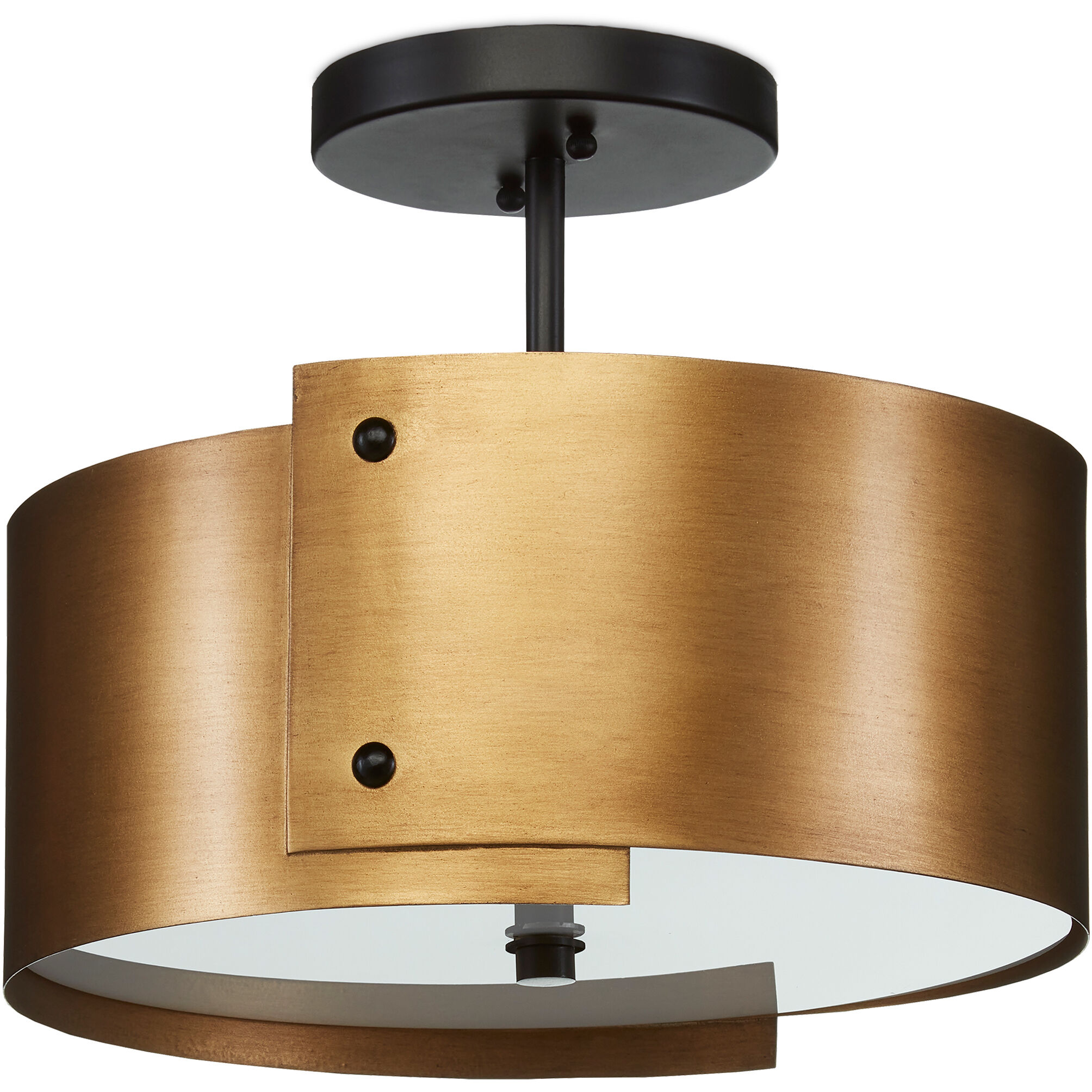Ritsu 1 Light 13.75 inch Antique Brass/Black Semi-Flush Ceiling Light