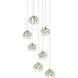 Crystal Bud 7 Light 19 inch Painted Silver/Contemporary Silver Leaf Multi-Drop Pendant Ceiling Light