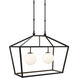 Denison 2 Light 36 inch Black/Frosted White Outdoor Linear Lantern Pendant