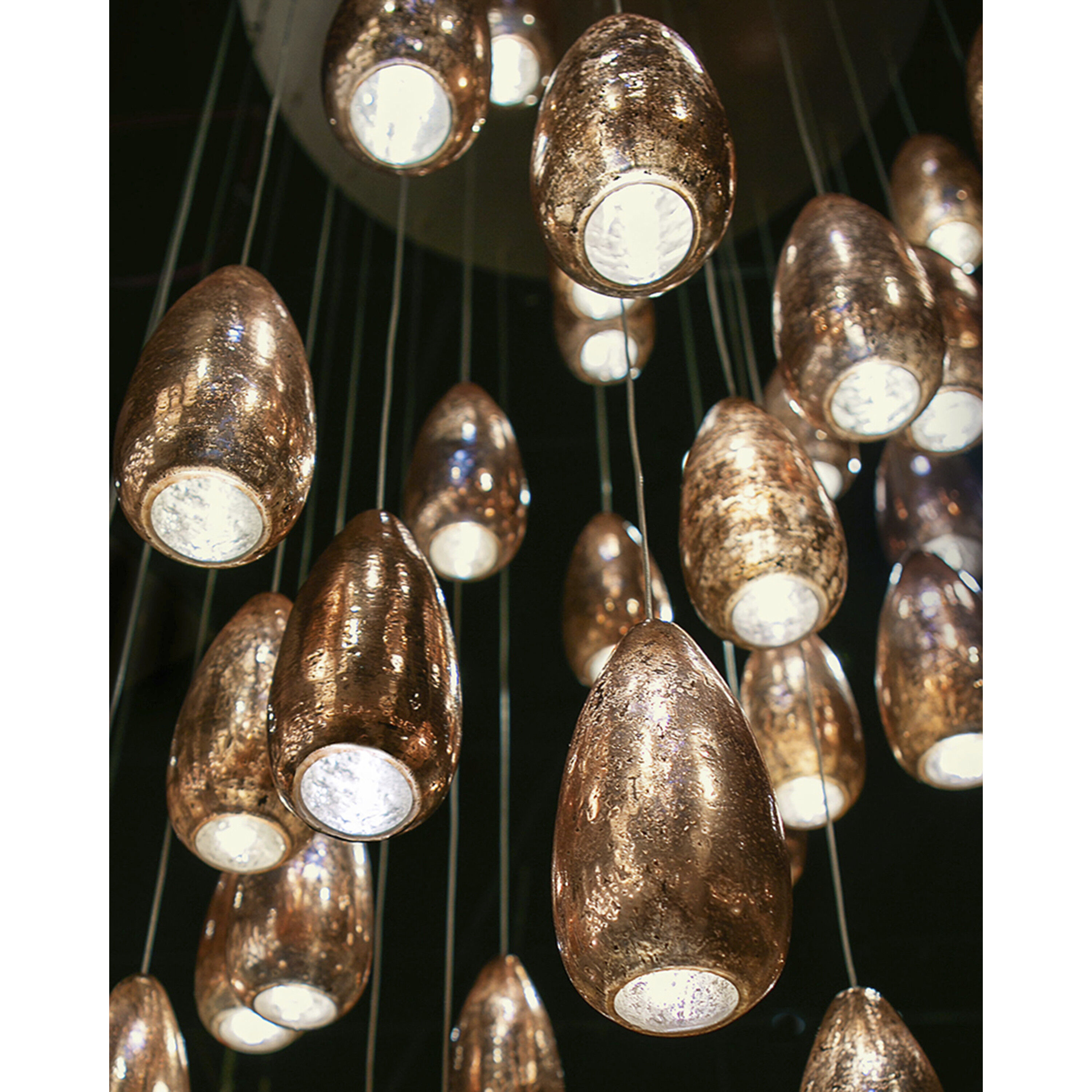 Rame 15 Light 23 inch Copper/Silver/Painted Silver Multi-Drop Pendant Ceiling Light