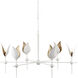 Peace Lily 6 Light 47 inch Gesso White/Silver Leaf Chandelier Ceiling Light