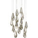 Glace 15 Light 23 inch Painted Silver/Antique Brass Multi-Drop Pendant Ceiling Light