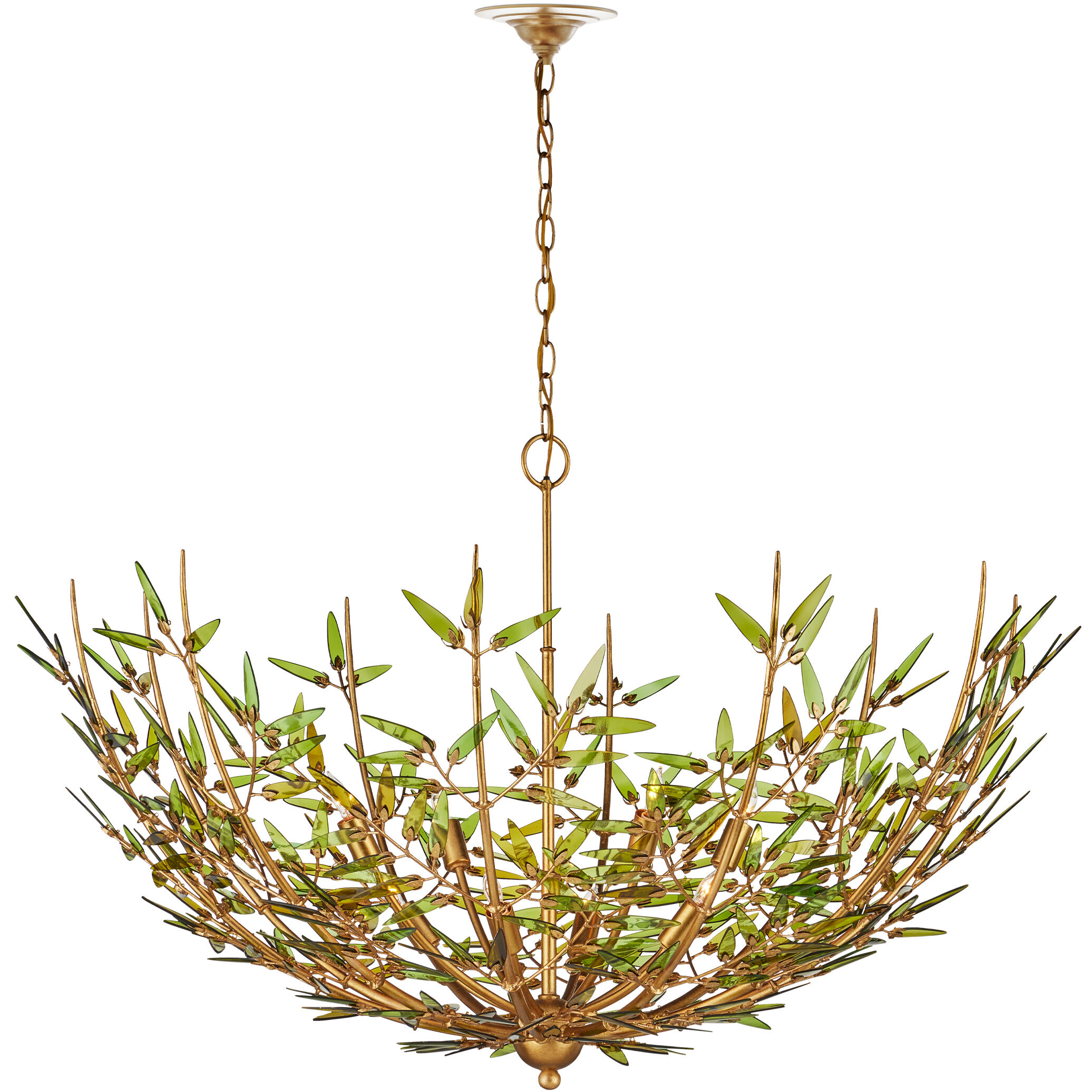 Babylon 8 Light 44 inch Green/Contemporary Gold Leaf/Contemporary Gold Chandelier Ceiling Light