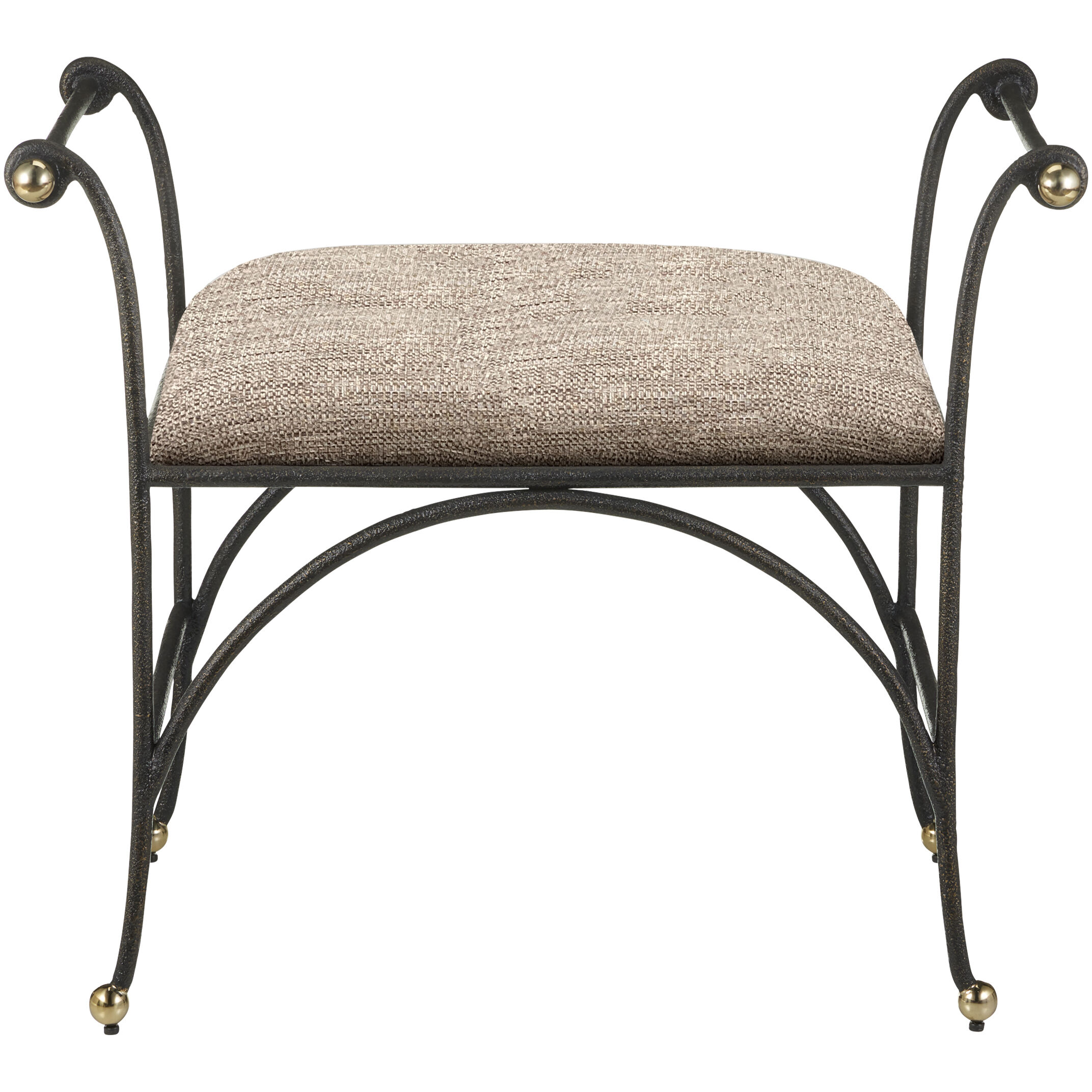 Mabel 24.25 inch Antique Black/Polished Brass Ottoman