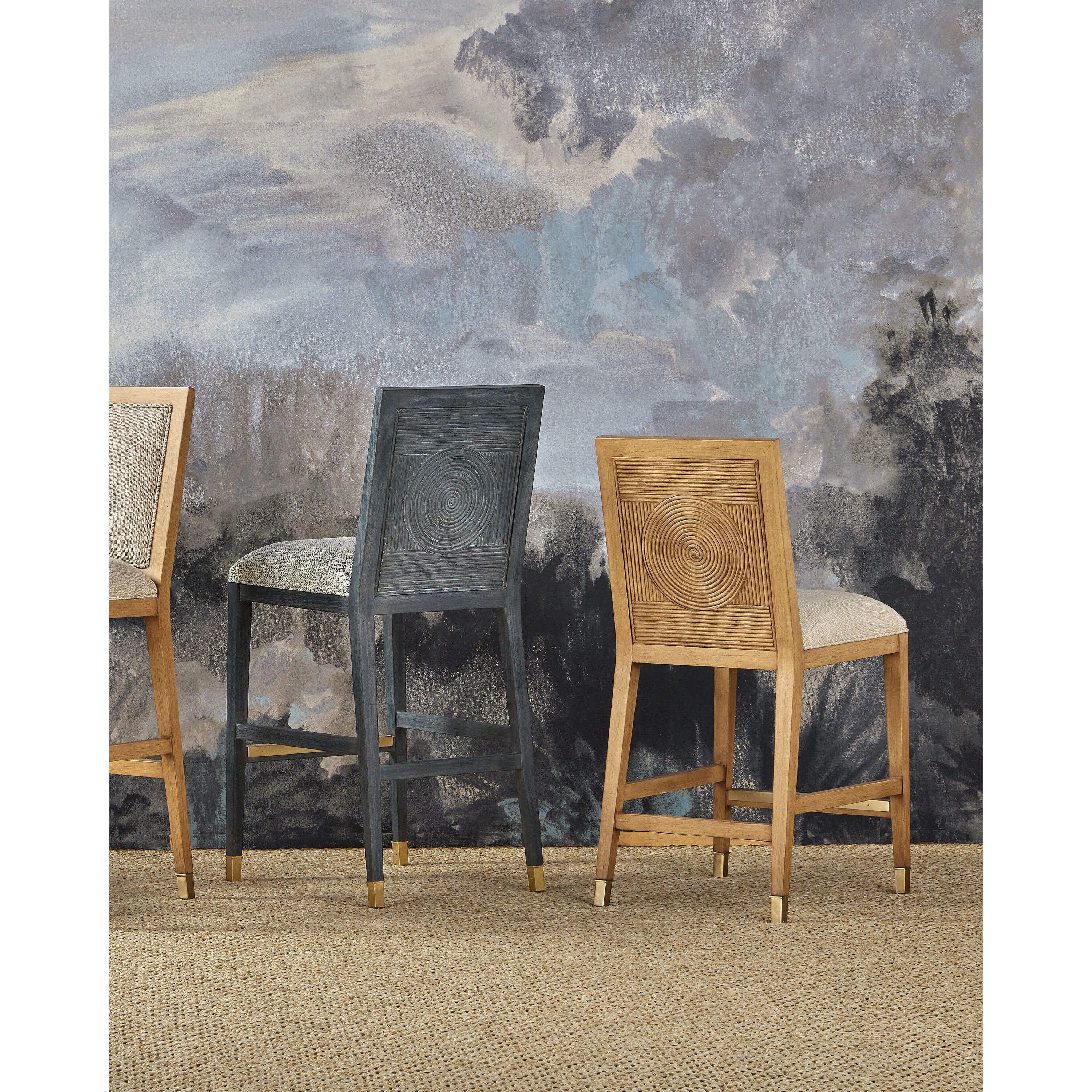 Santos 44 inch Vintage Navy/Performance Barrett Dusk/Satin Brass Bar Stool