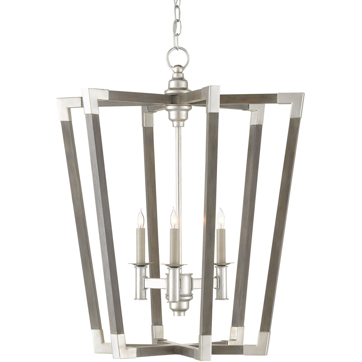 Bastian 3 Light 23.5 inch Chateau Gray/Contemporary Silver Leaf Chandelier Ceiling Light, Small