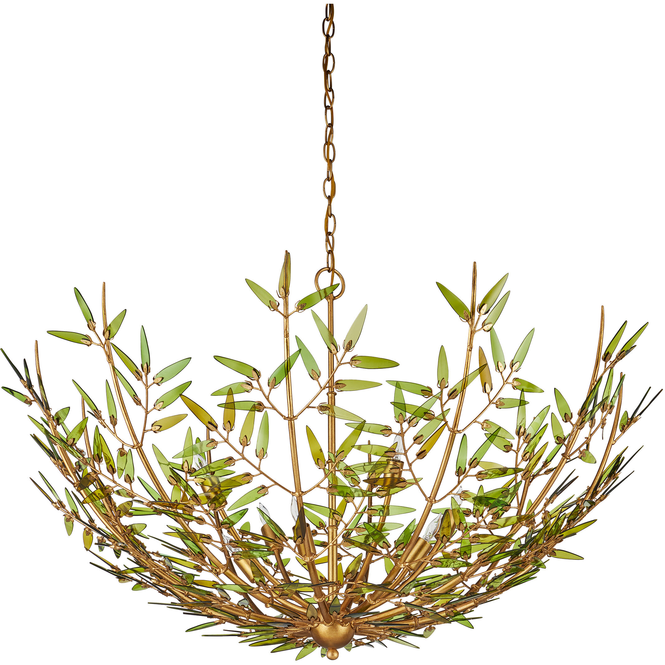 Babylon 8 Light 44 inch Green/Contemporary Gold Leaf/Contemporary Gold Chandelier Ceiling Light