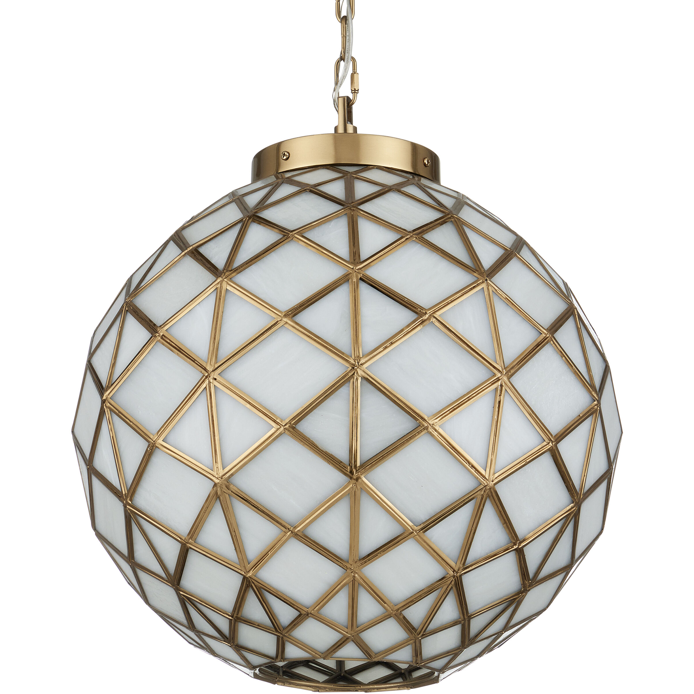 Polyhedron 1 Light 16 inch White/Antique Brass Pendant Ceiling Light