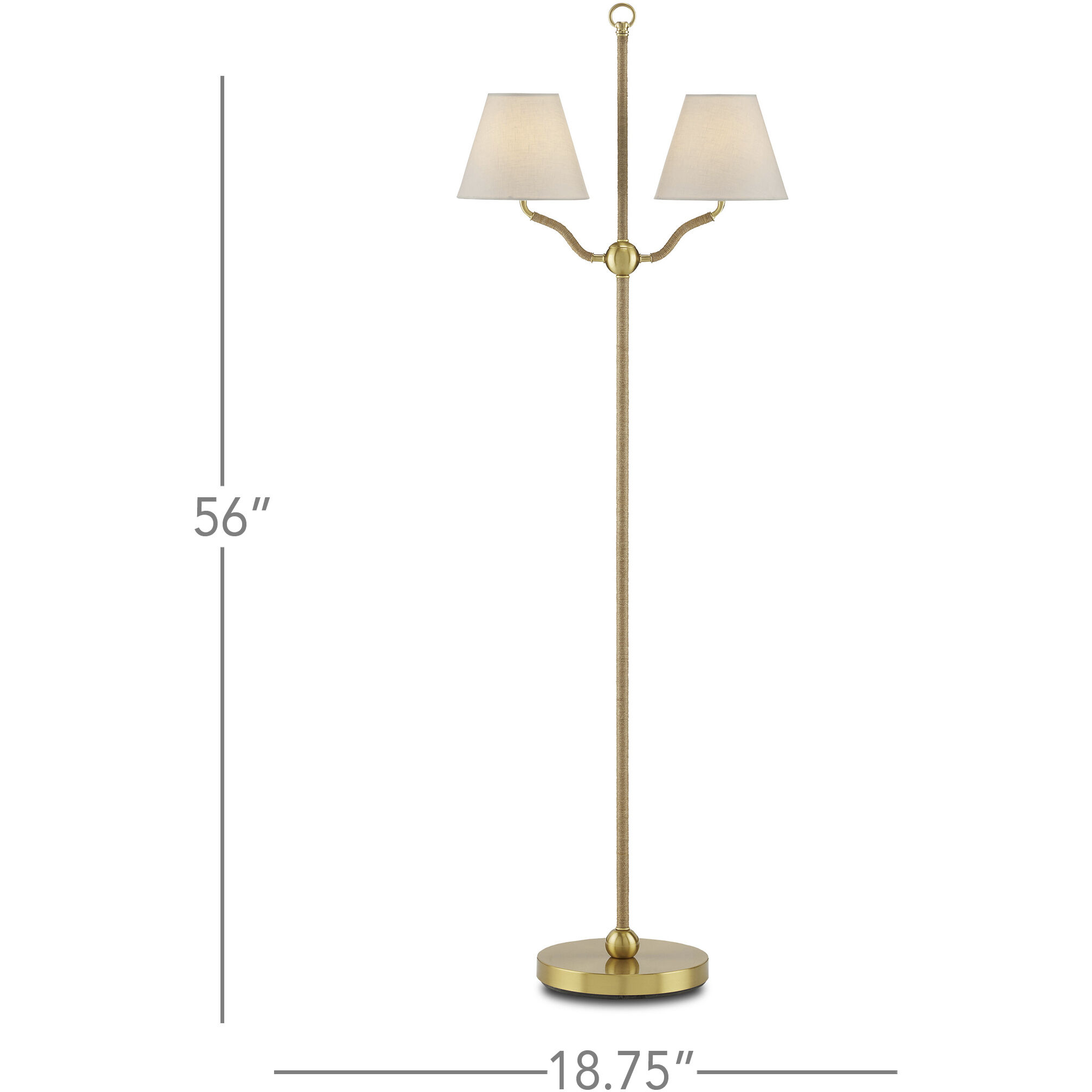Sirocco 56 inch 60 watt Antique Brass Floor Lamp Portable Light