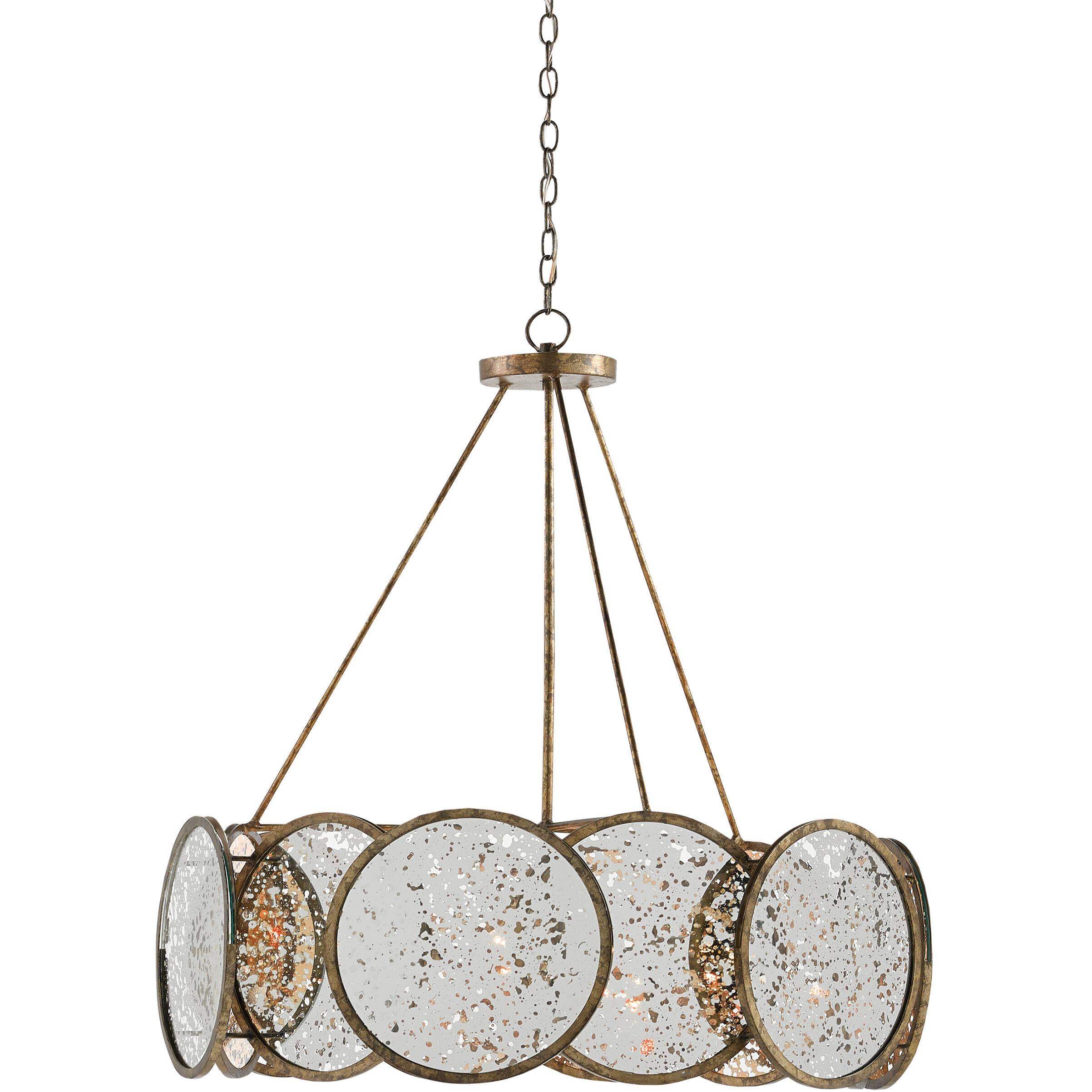 Oliveri 6 Light 34 inch Pyrite Bronze/Raj Mirror Chandelier Ceiling Light