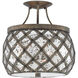 Buckminster 3 Light 14.25 inch Pyrite Bronze/Raj Mirror Semi-Flush Mount Ceiling Light