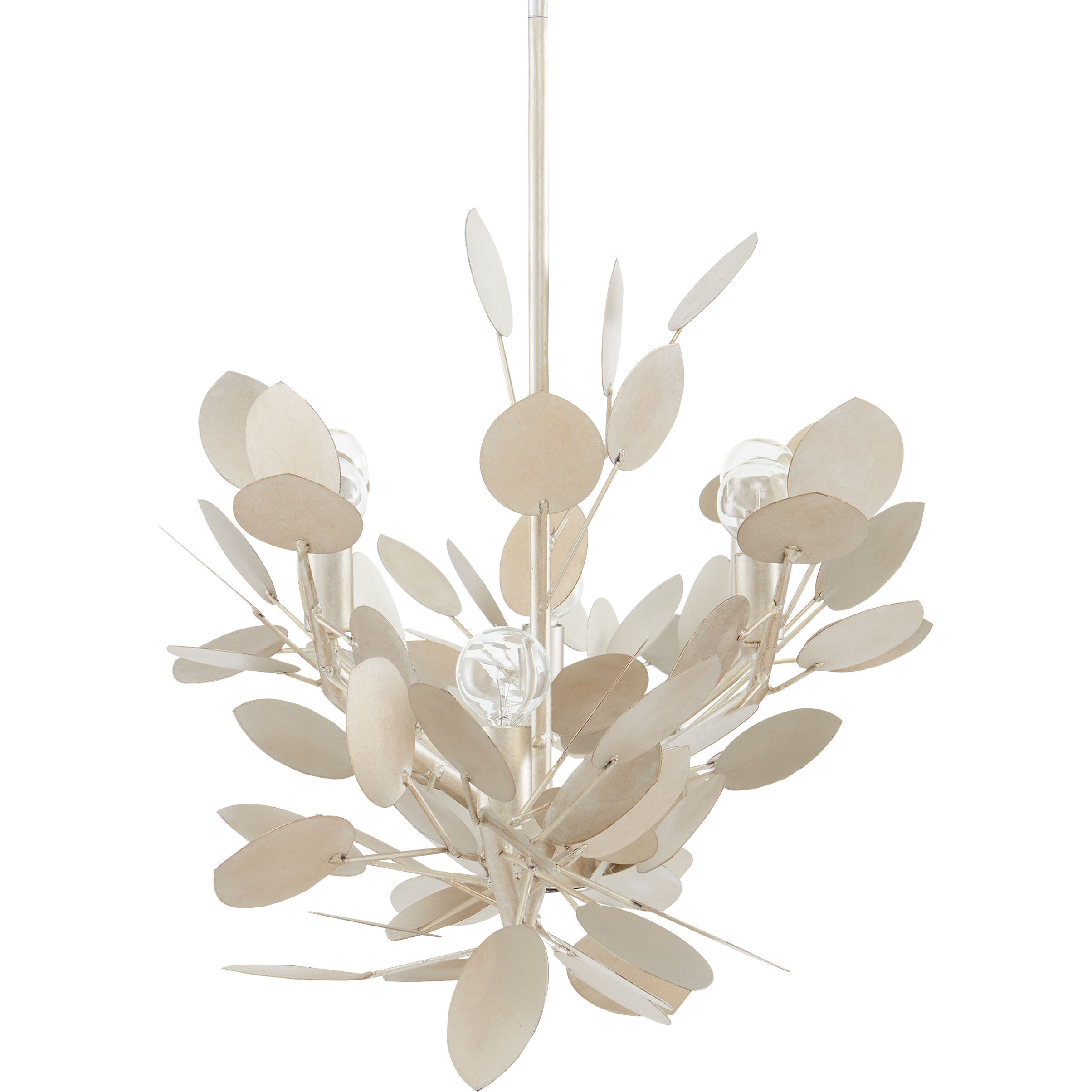Lunaria 6 Light 51 inch Contemporary Silver Leaf Chandelier Ceiling Light