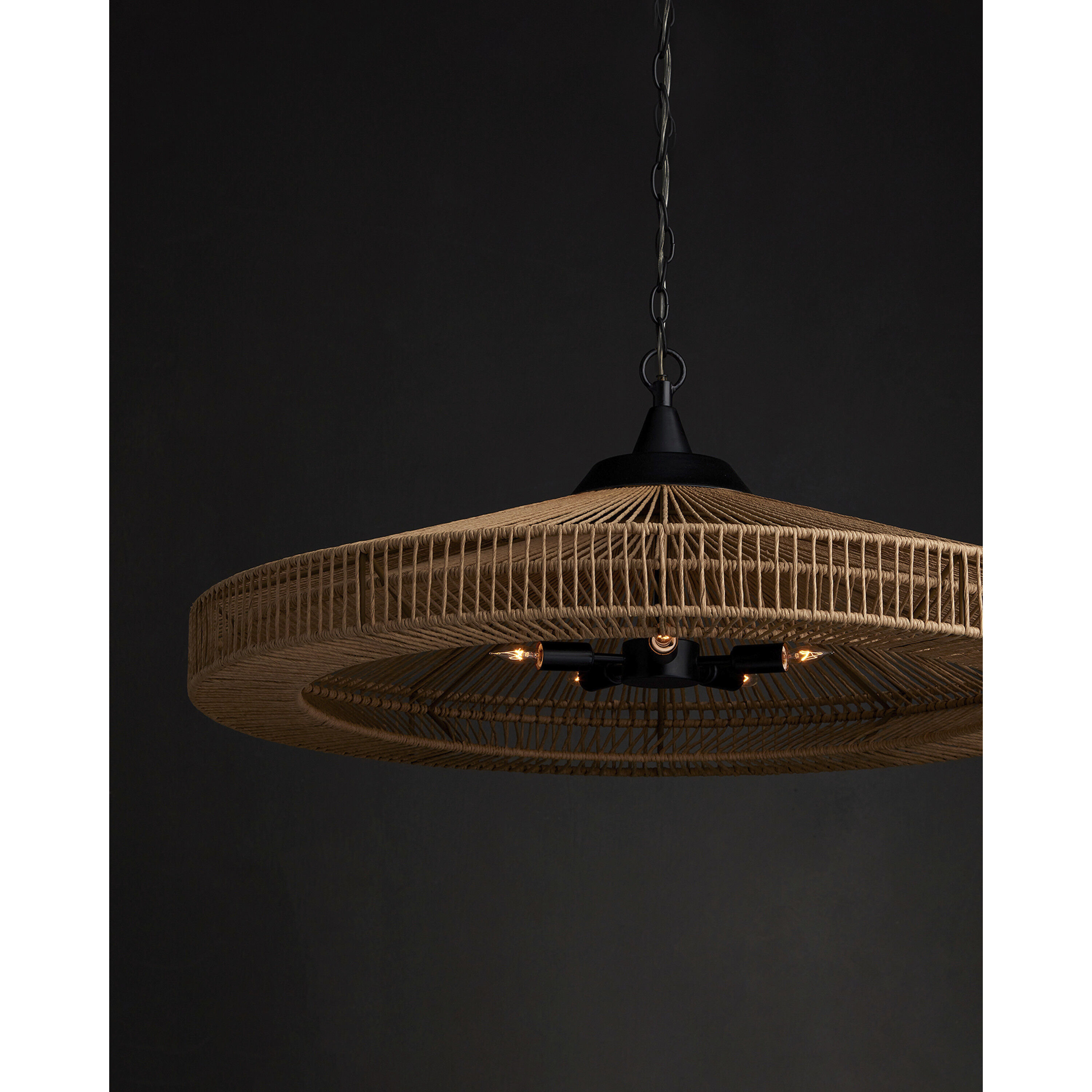 Maldives 5 Light 36 inch Satin Black Chandelier Ceiling Light
