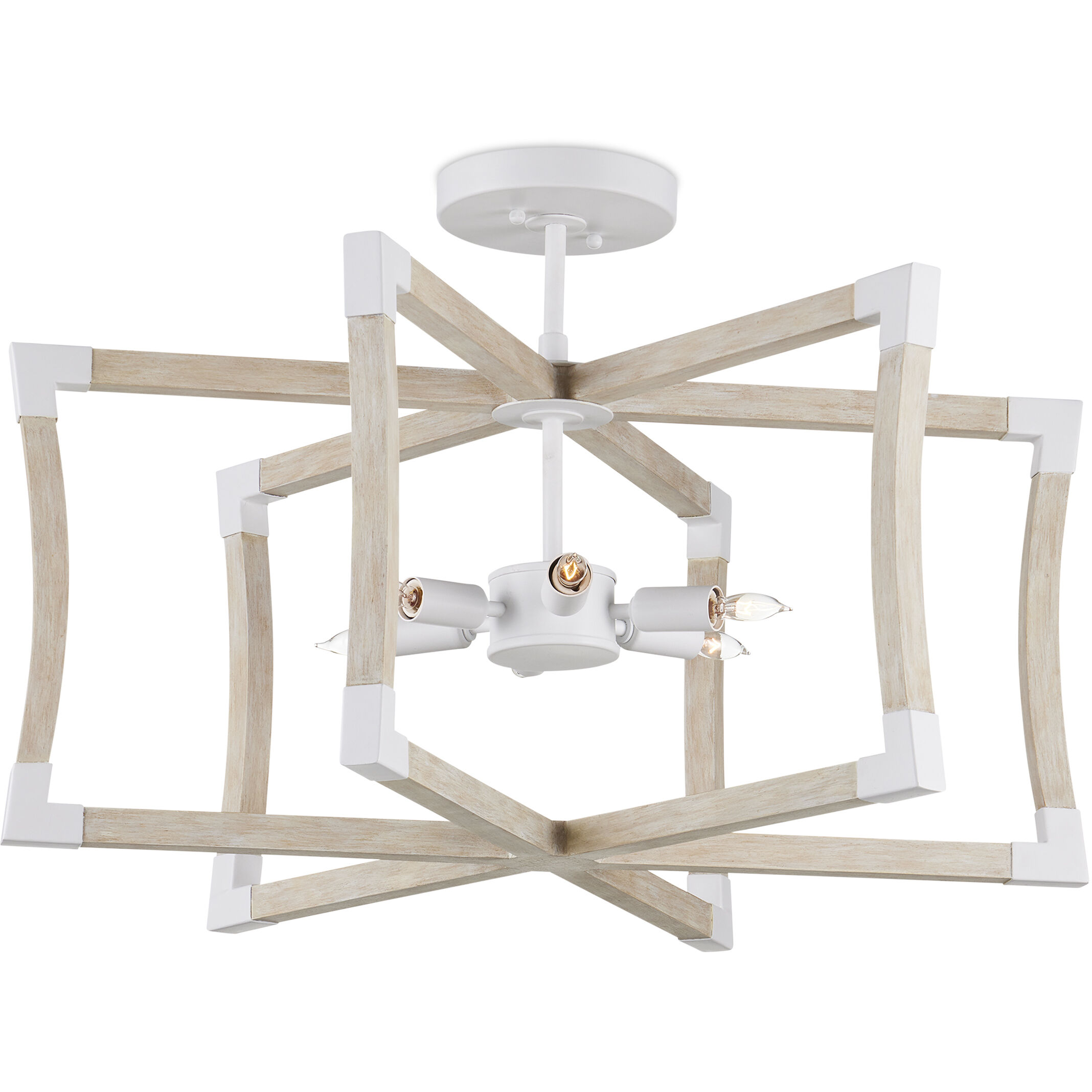 Bastian 6 Light 27 inch Sugar White and Sandstone Lantern Chandelier Ceiling Light, Small