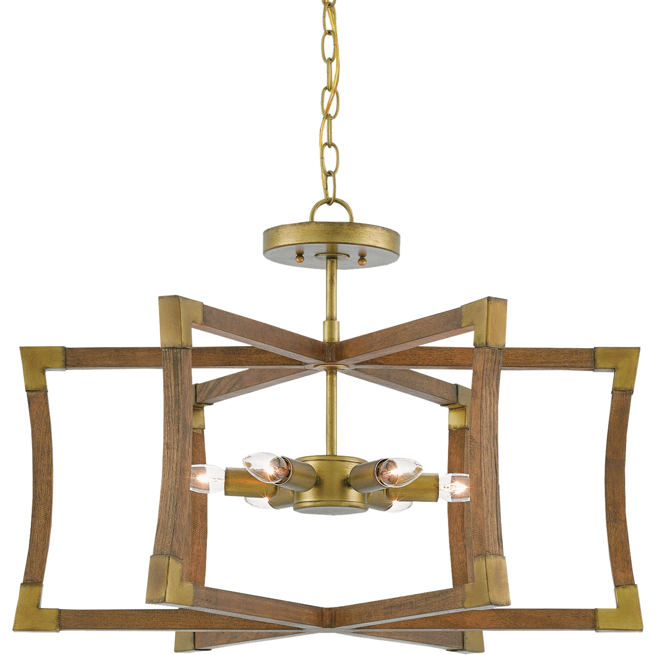 Bastian 6 Light 27 inch Chestnut/Brass Semi-Flush Mount Ceiling Light, Small, Semi-Flush Convertible