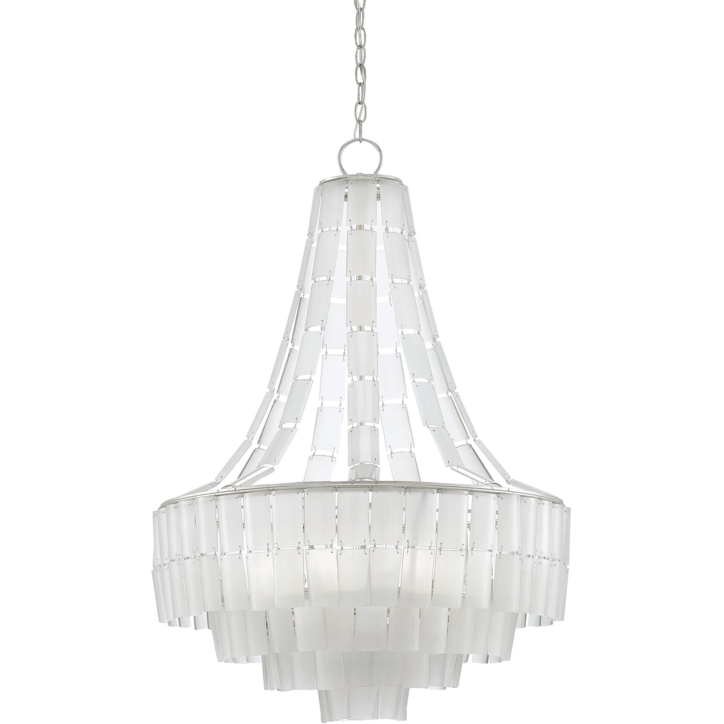 Vintner Blanc 7 Light 27.25 inch Contemporary Silver Leaf/Opaque White Chandelier Ceiling Light