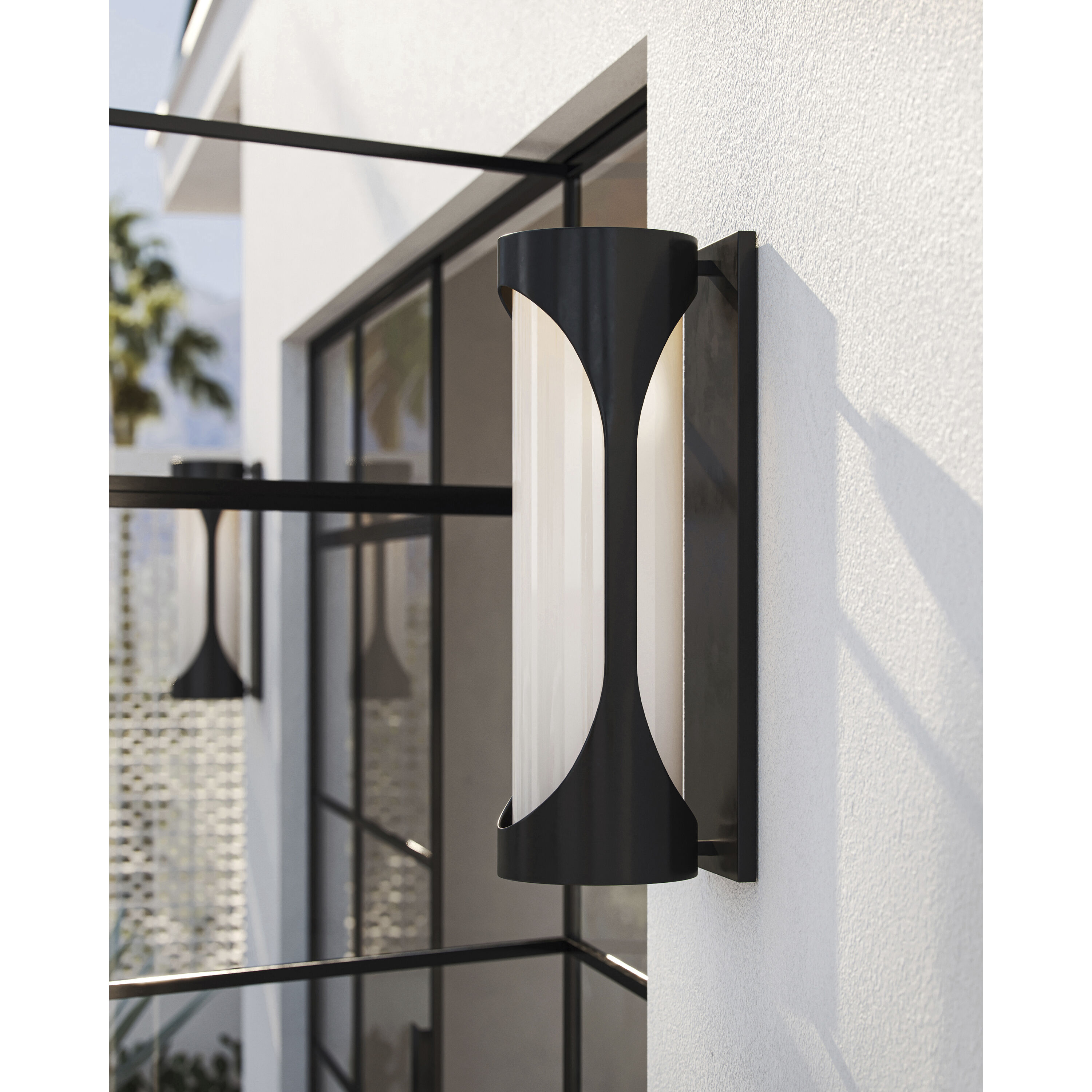 Swale LED 27 inch Black/White Outdoor Wall Sconce, Large