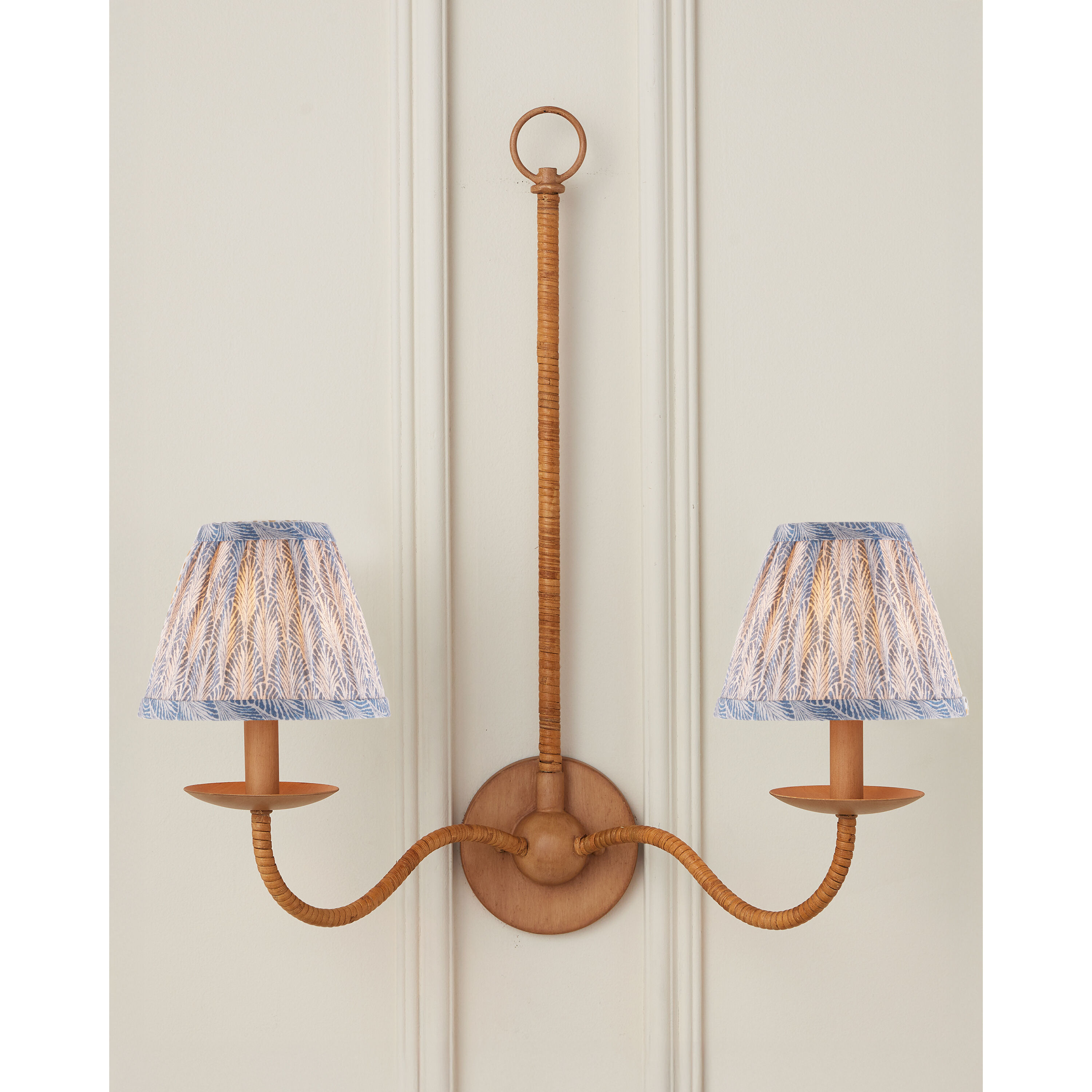 Plume Blue/Ivory Tapered Chandelier Shade