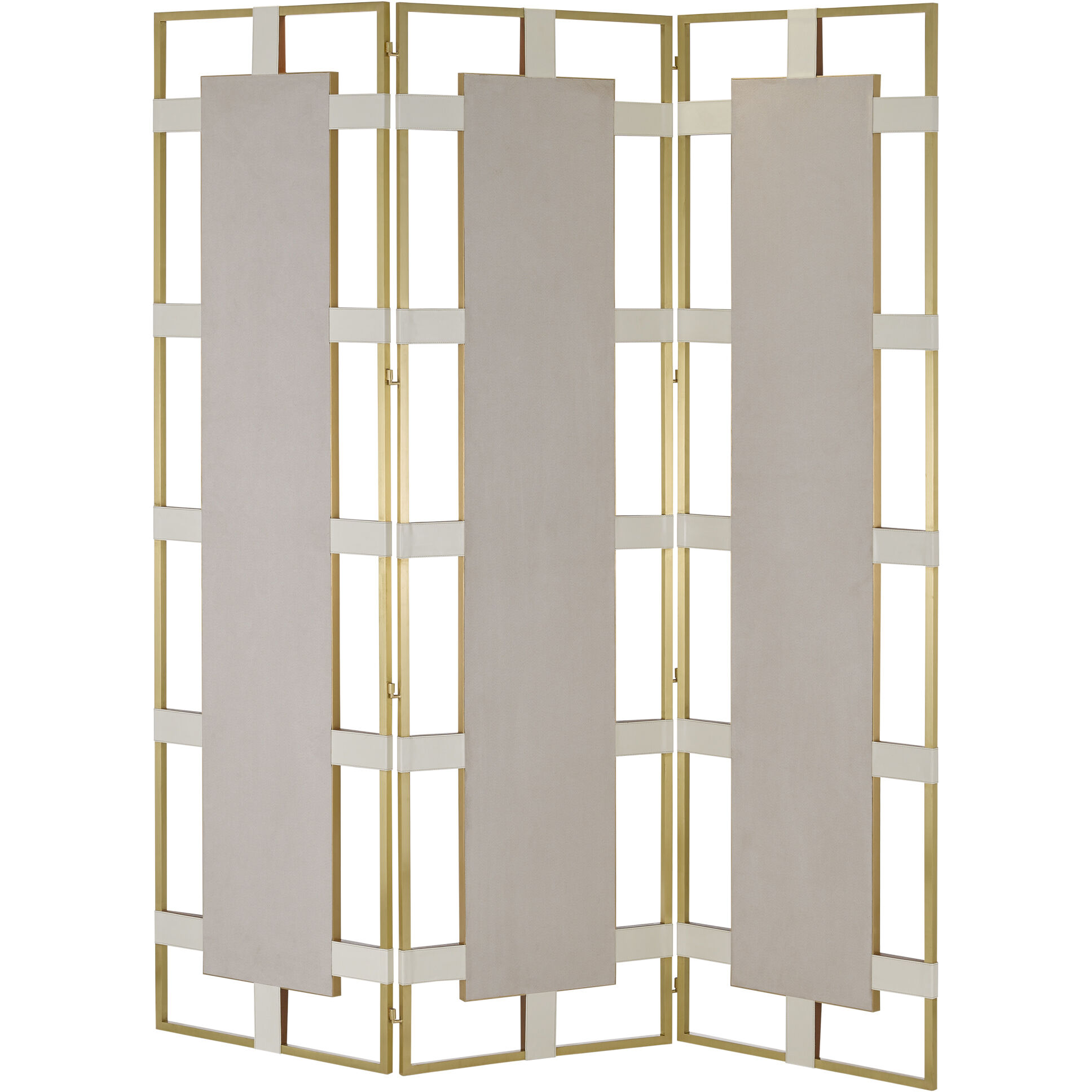 Camille 83 inch Cream/Brushed Brass/Mirror Screen