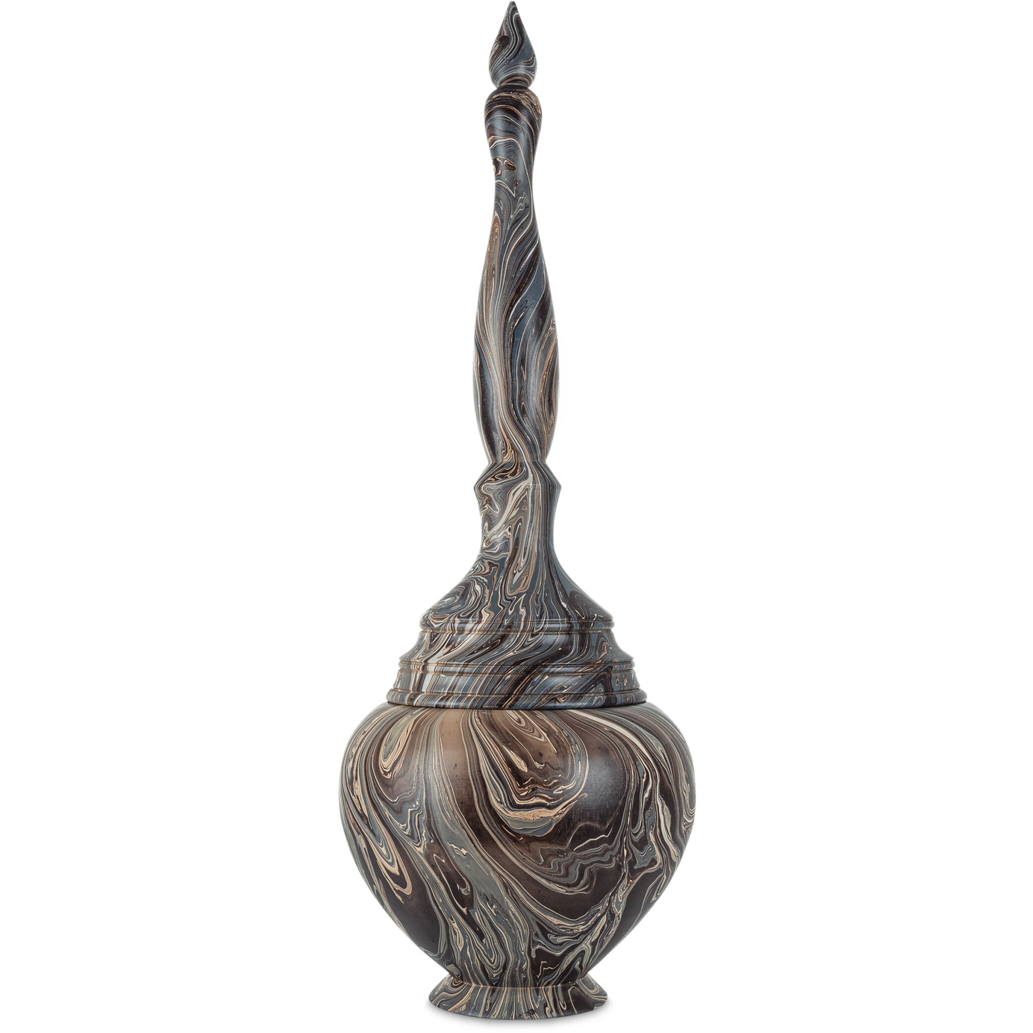 Marbleized Marbleized Brown Turret Box, Tall