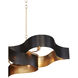 Grand Lotus 6 Light 50.5 inch Satin Black/Contemporary Gold Leaf Chandelier Ceiling Light