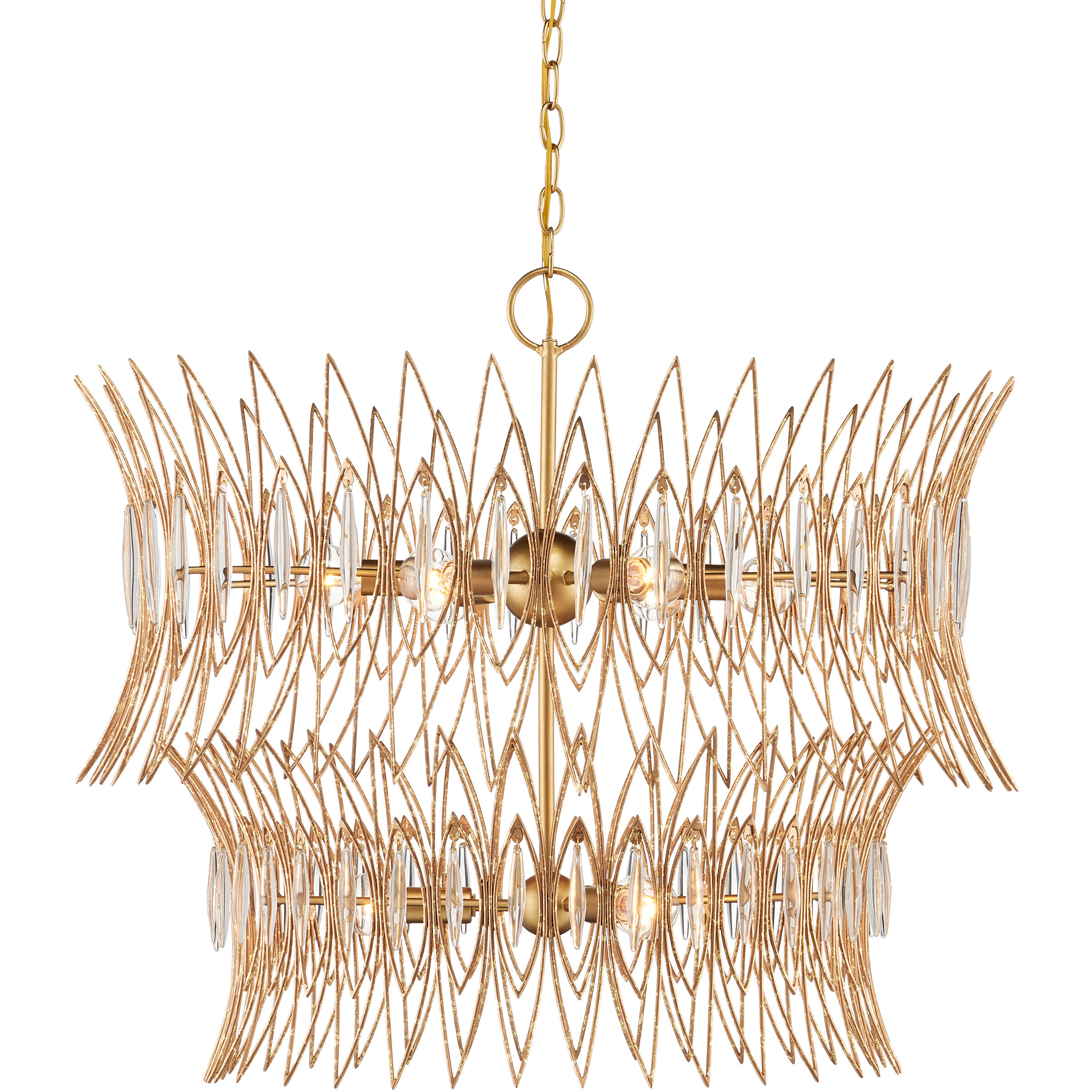 Marquise 9 Light 30 inch Clear/Luxor Gold Chandelier Ceiling Light, Medium