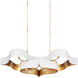 Grand Lotus 6 Light 50.5 inch Sugar White/Contemporary Gold Leaf Chandelier Ceiling Light