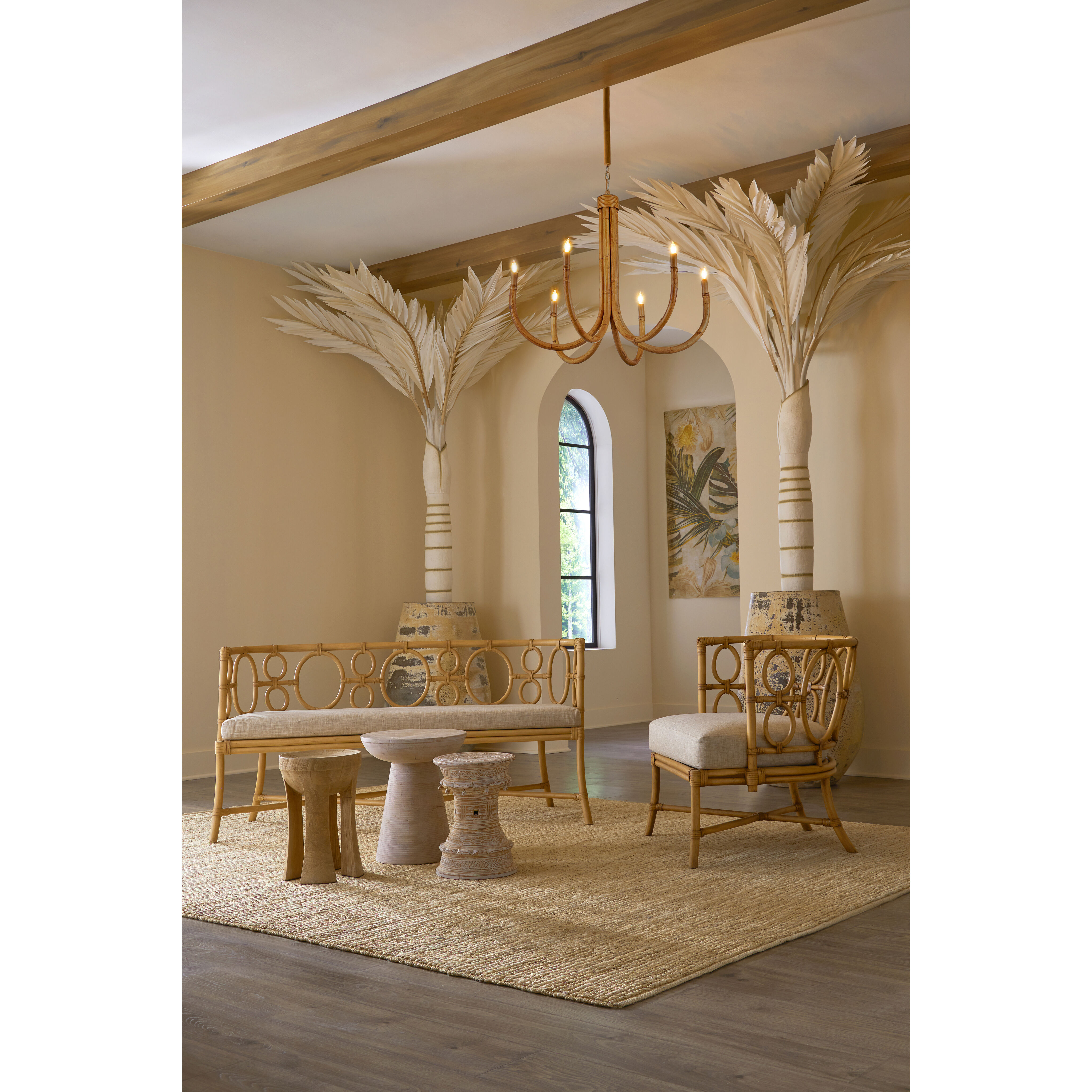 Samsara 6 Light 31.5 inch Natural/Saddle Tan Chandelier Ceiling Light, Small