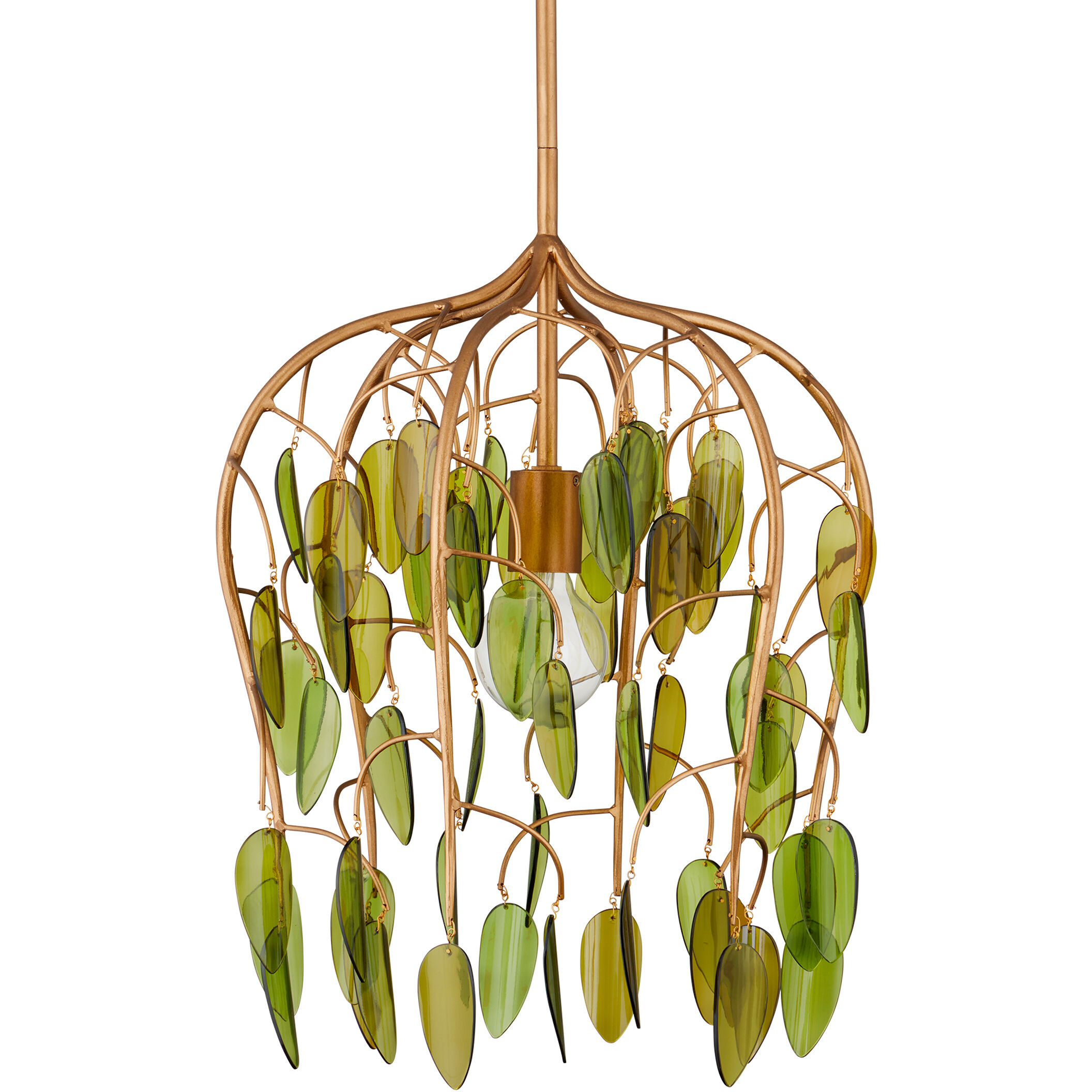 Midsummer 1 Light 16 inch Brass/Green Pendant Ceiling Light