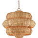 Antibes 3 Light 22.5 inch Khaki/Natural Rattan Chandelier Ceiling Light, Small