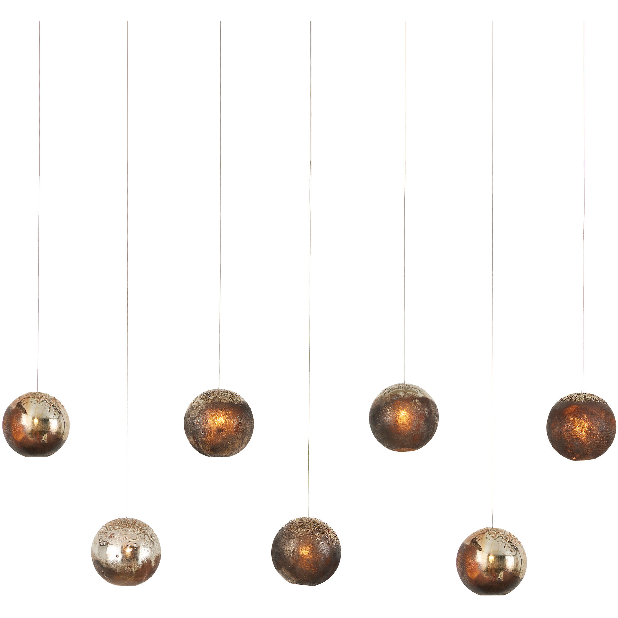 Pathos 7 Light 57 inch Antique Silver and Antique Gold and Matte Charcoal Multi-Drop Pendant Ceiling Light