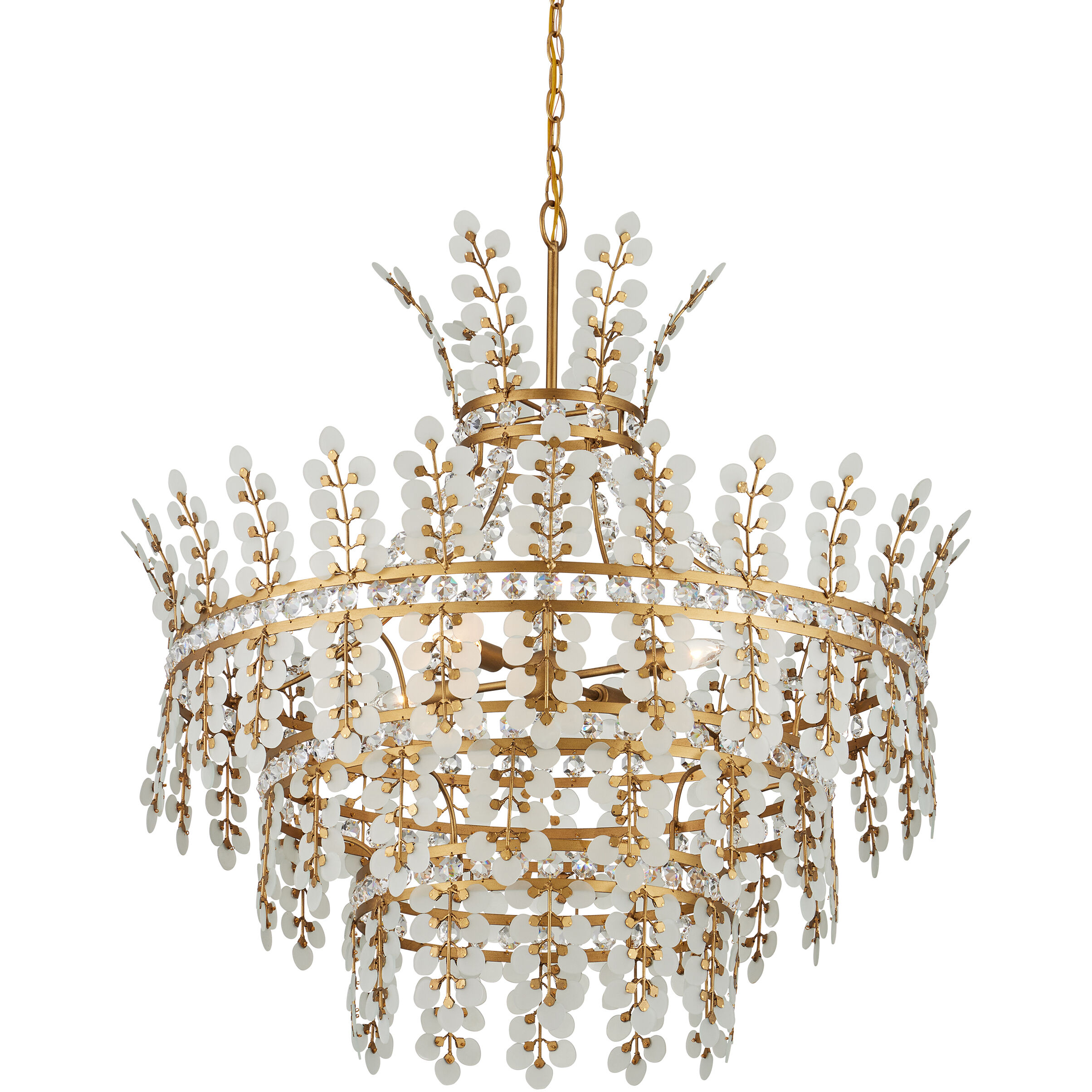 Bradshaw 4 Light 35.5 inch Frosted/Clear/Brass Chandelier Ceiling Light