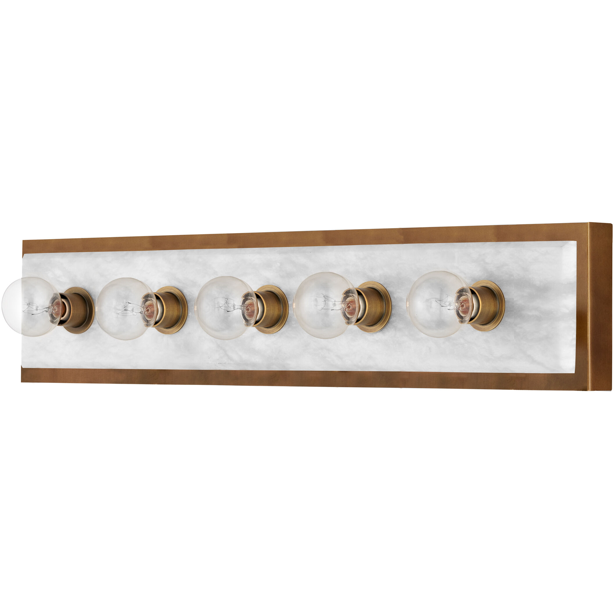 Berdine 5 Light 5 inch Natural/Antique Brass Bath Bar Wall Light, Large