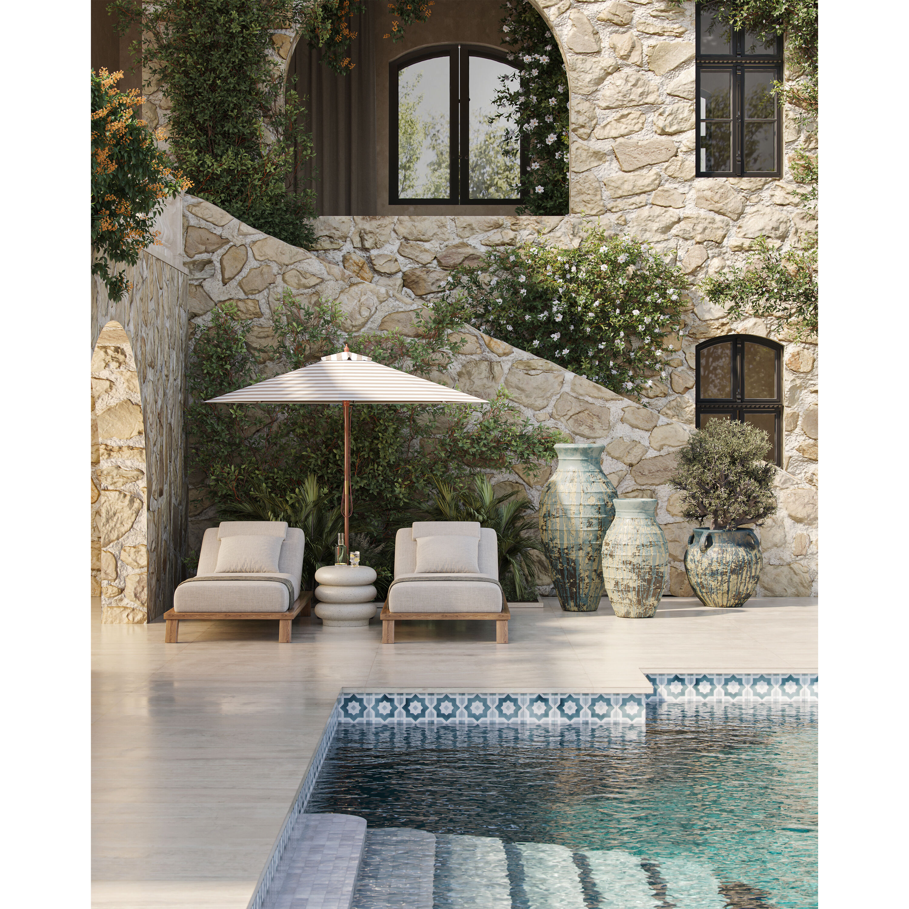 Lipari Antique White/Blue Drip Outdoor Urn, Extra Large