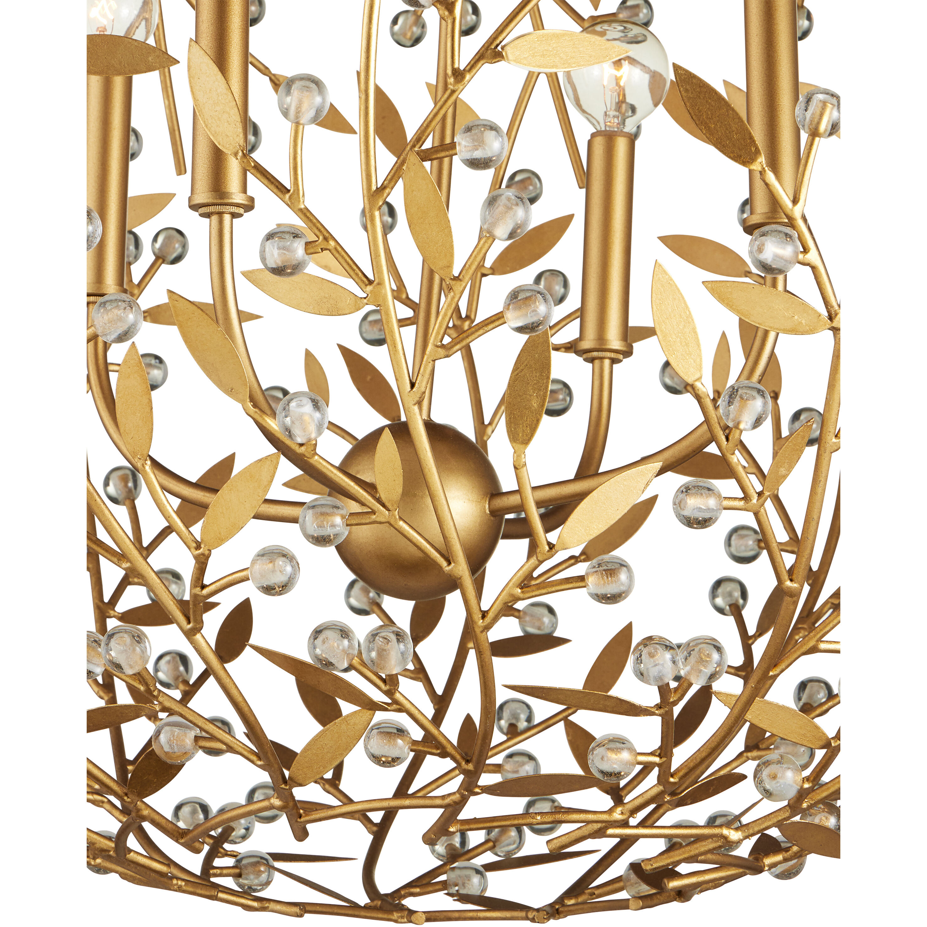 Secret Garden 4 Light 30 inch Clear/Contemporary Gold Leaf/Contemporary Gold Orb Chandelier Ceiling Light