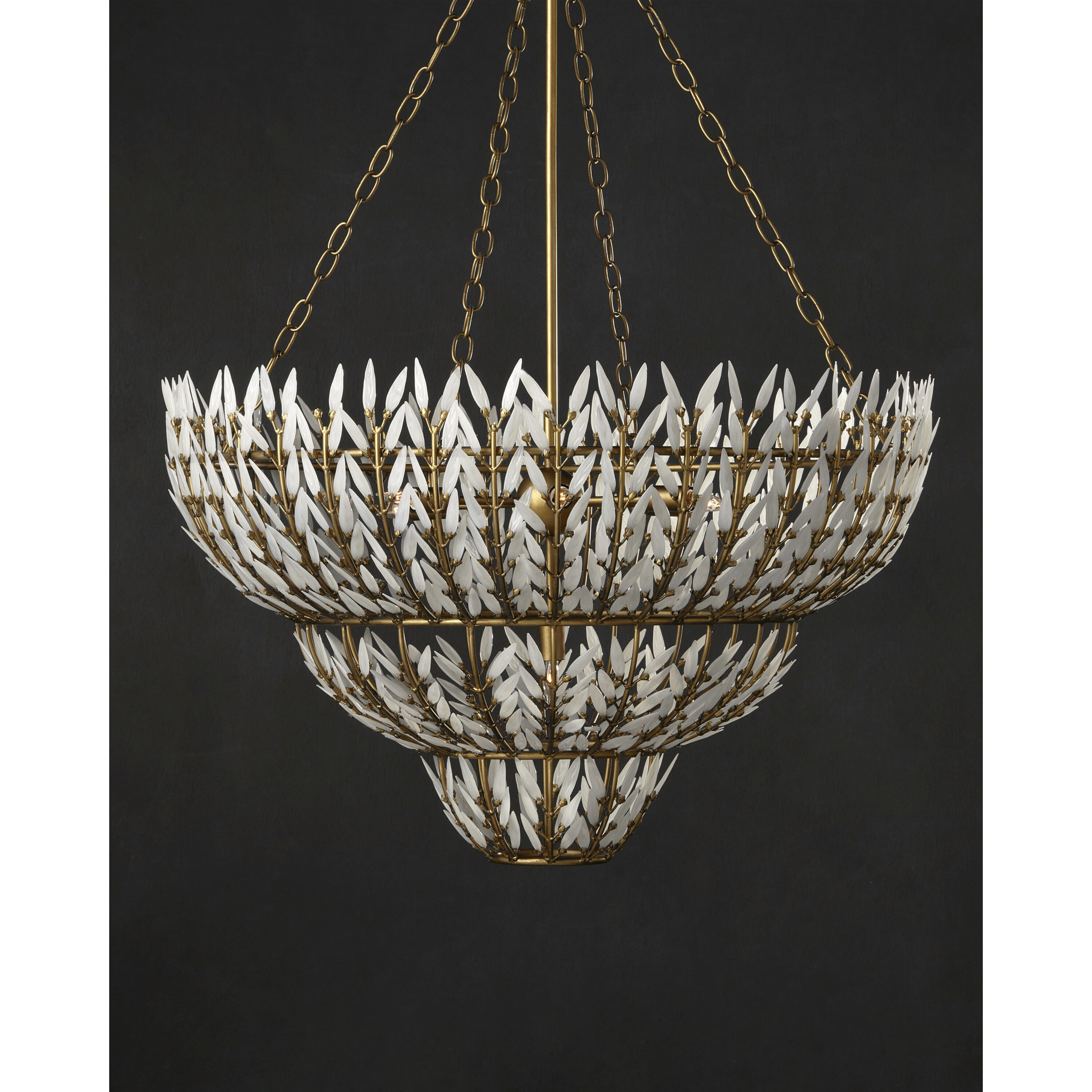 Magnum 7 Light 34.5 inch Brass and White Chandelier Ceiling Light, Medium