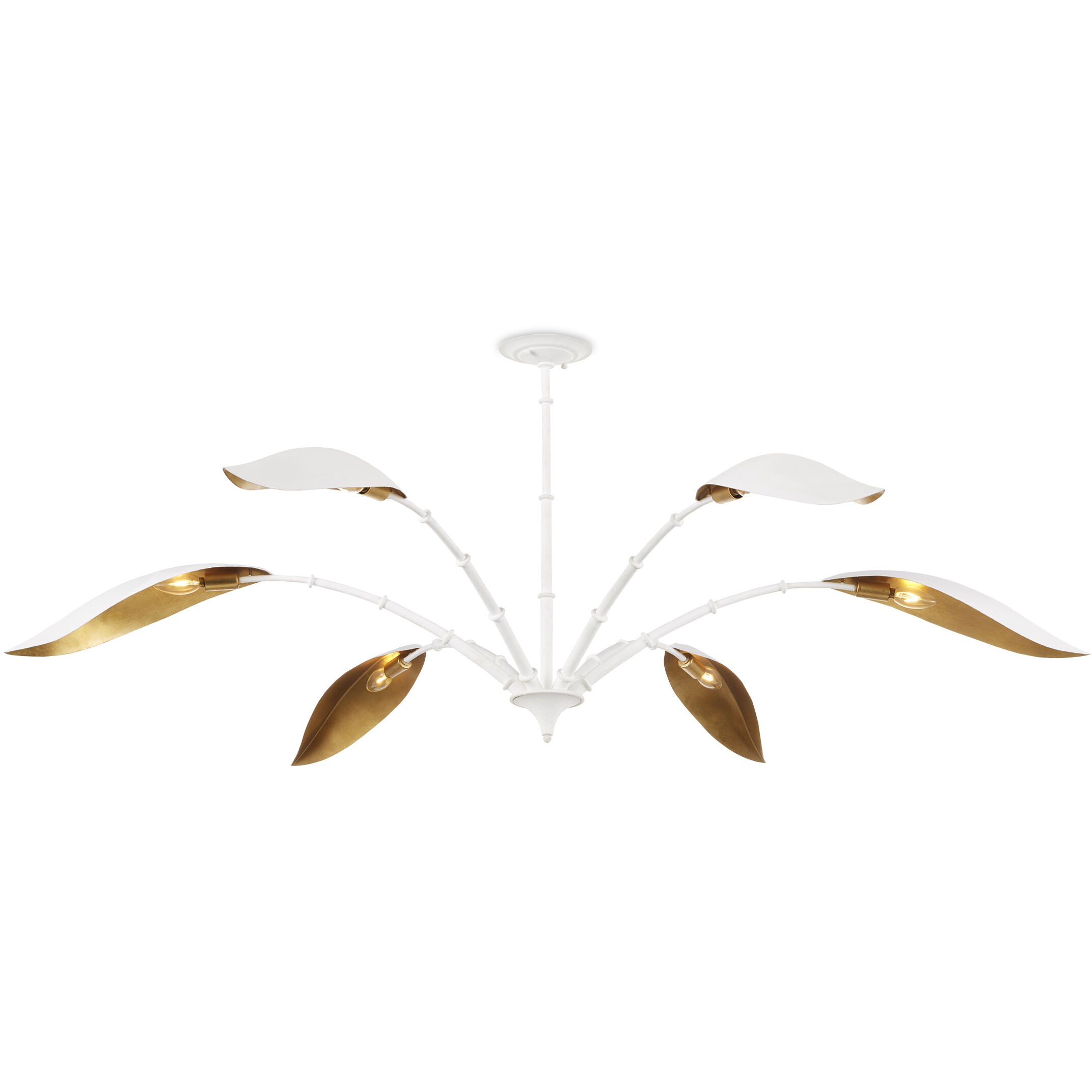 Yuriko 6 Light 66.75 inch Gesso White and Contemporary Gold Leaf Chandelier Ceiling Light