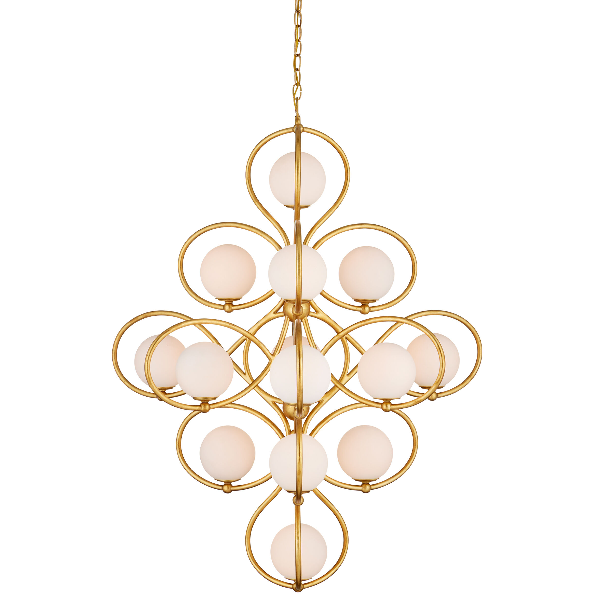 Storrs 14 Light 34 inch Contemporary Gold Leaf/Contemporary Gold/White Chandelier Ceiling Light