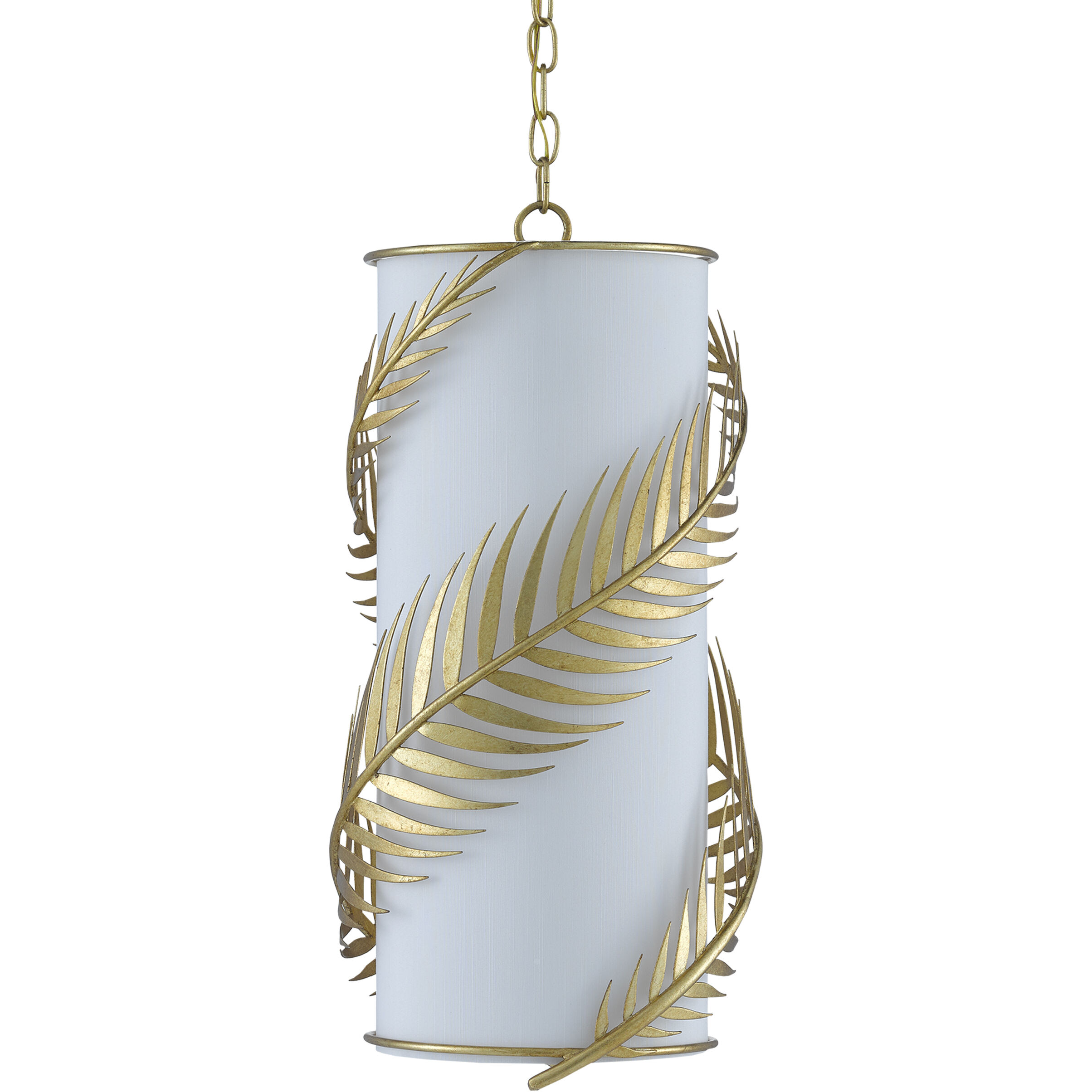 Queenbee Palm 1 Light 10 inch Contemporary Gold Leaf/White Pendant Ceiling Light