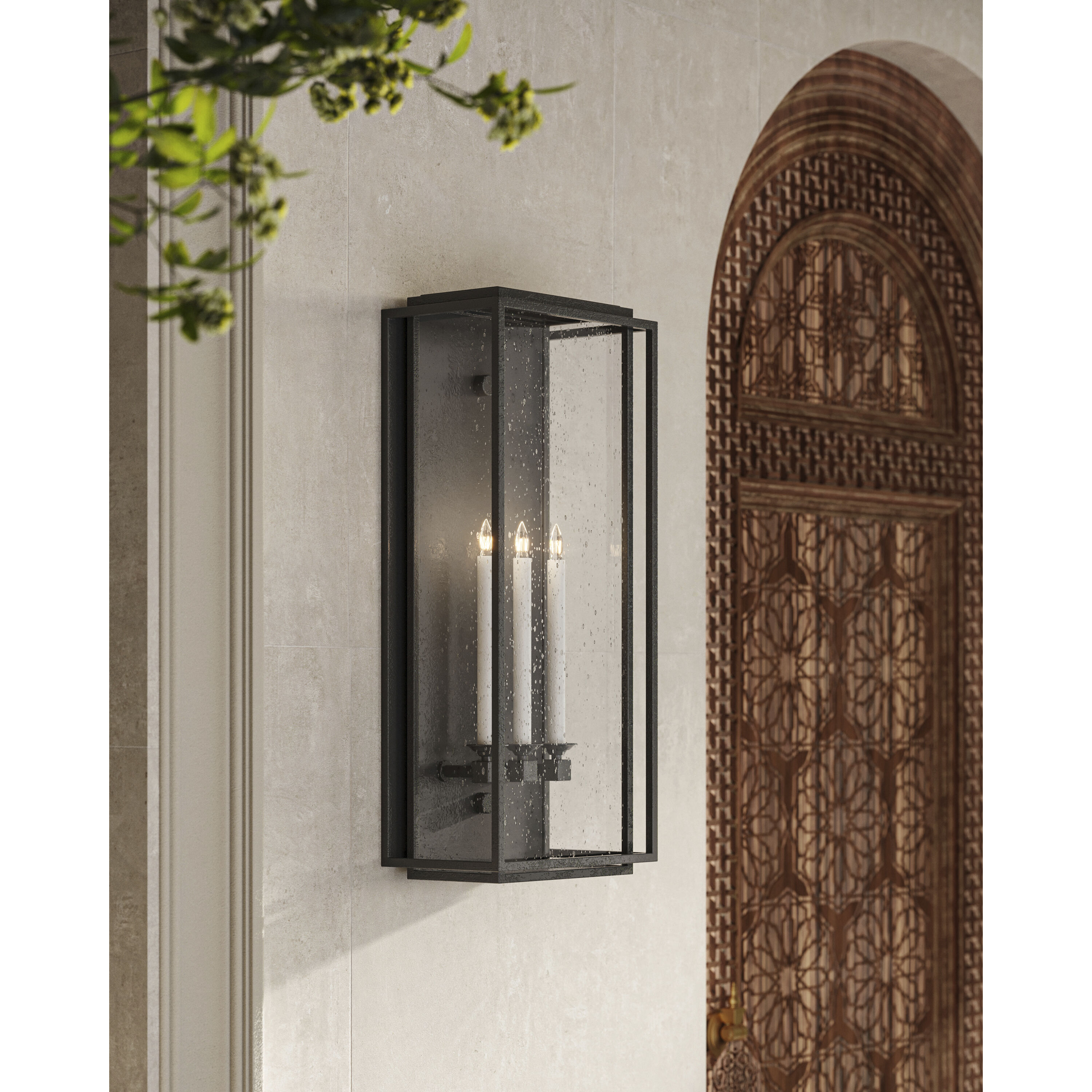 Royster 1 Light 13.75 inch Antique Brass/Clear Outdoor Wall Sconce