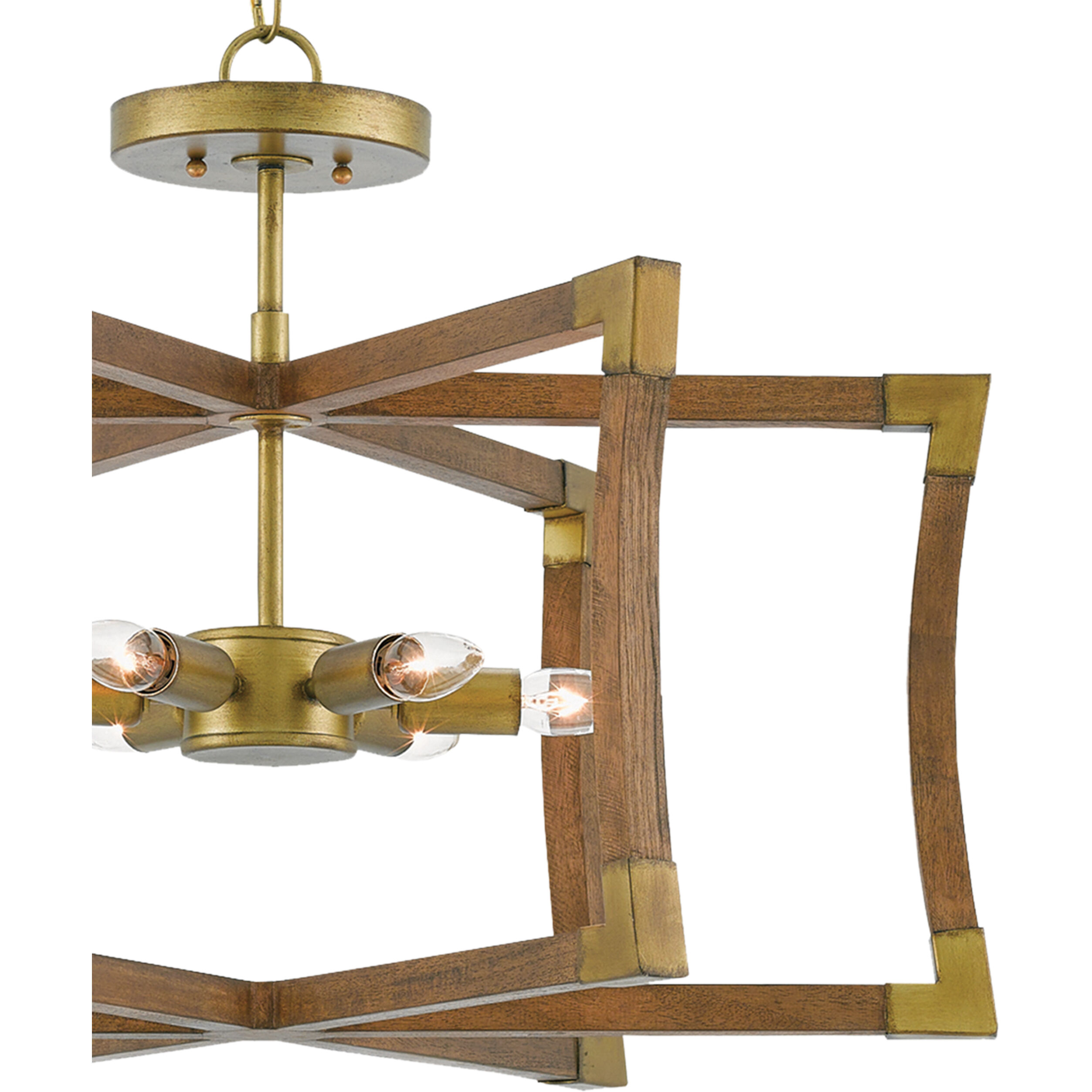 Bastian 6 Light 27 inch Chestnut/Brass Semi-Flush Mount Ceiling Light, Small, Semi-Flush Convertible
