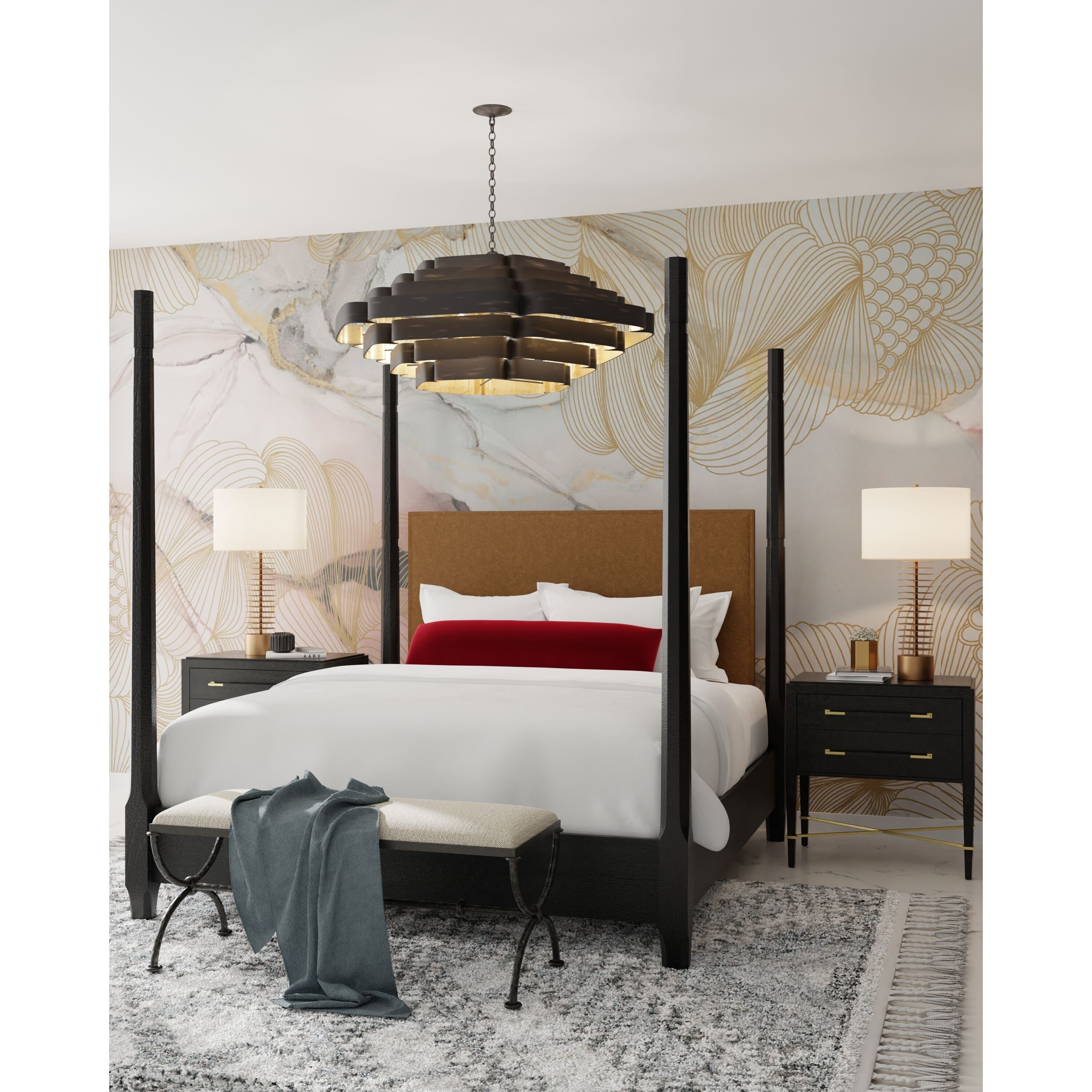 Walwyn 33.25 inch 150 watt Painted Antique Brass Table Lamp Portable Light